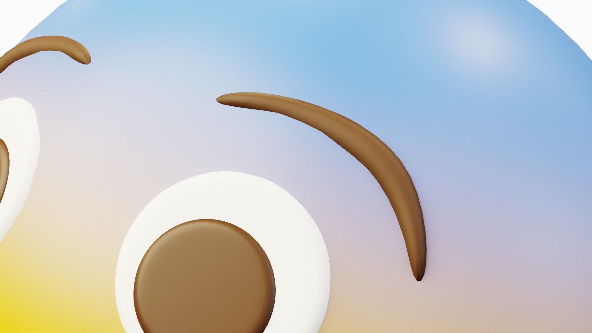 Afraid or Scared Yellow Ball Emoticon Emoji or Smiley 3D model_5