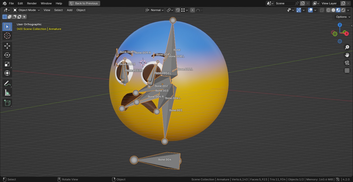 Afraid or Scared Yellow Ball Emoticon Emoji or Smiley 3D model_7