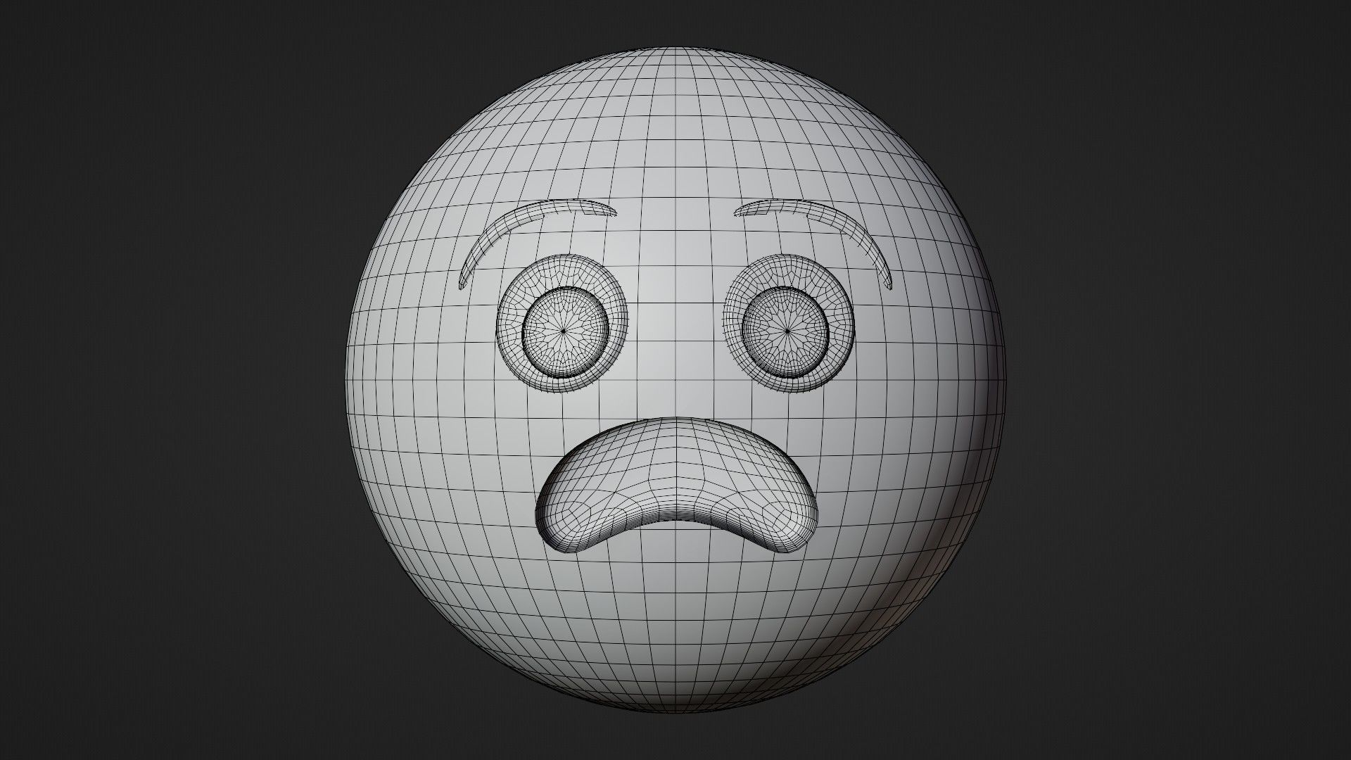 Afraid or Scared Yellow Ball Emoticon Emoji or Smiley 3D model_9