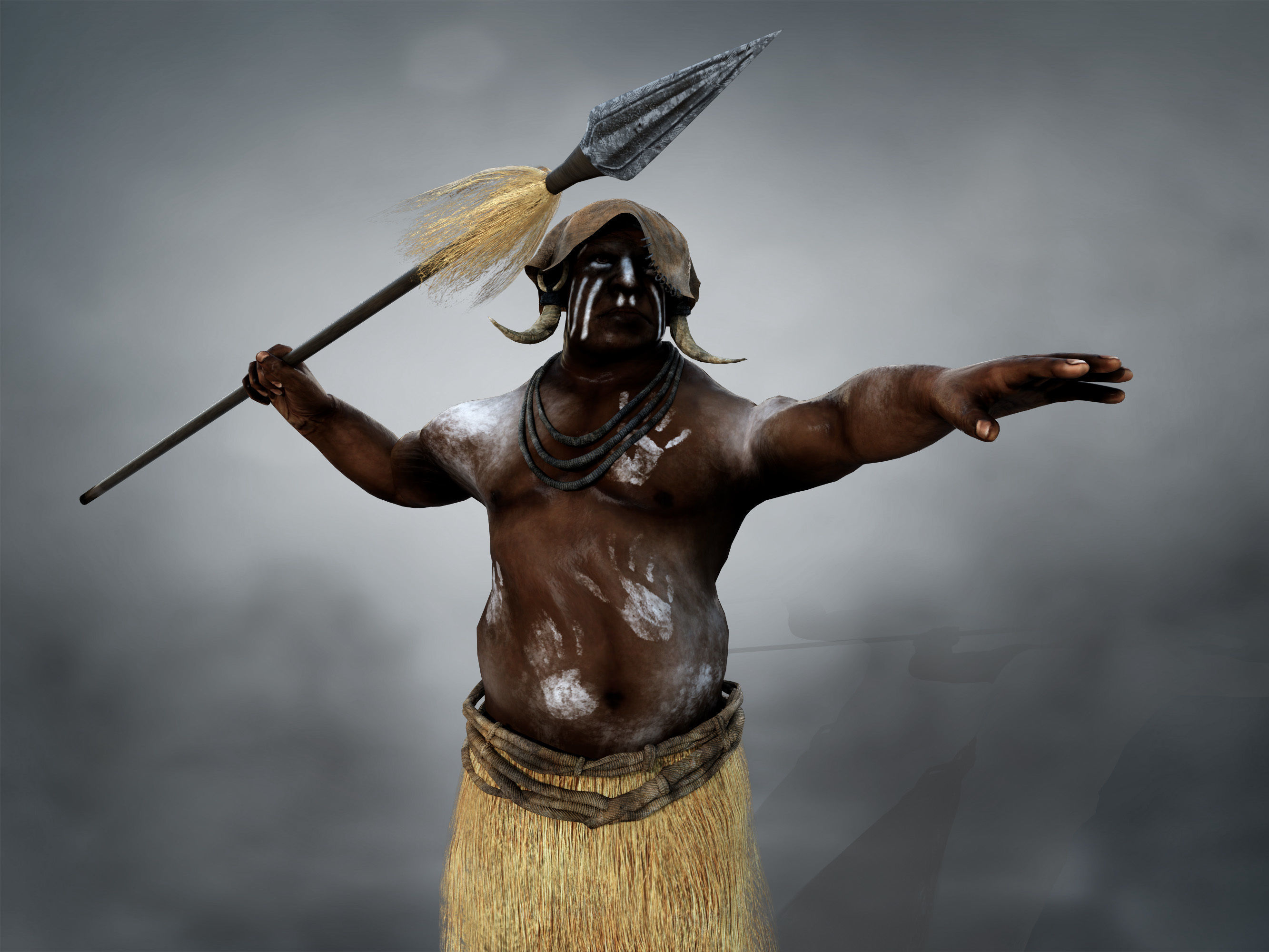 Native Hunter Low-poly 3D model_6