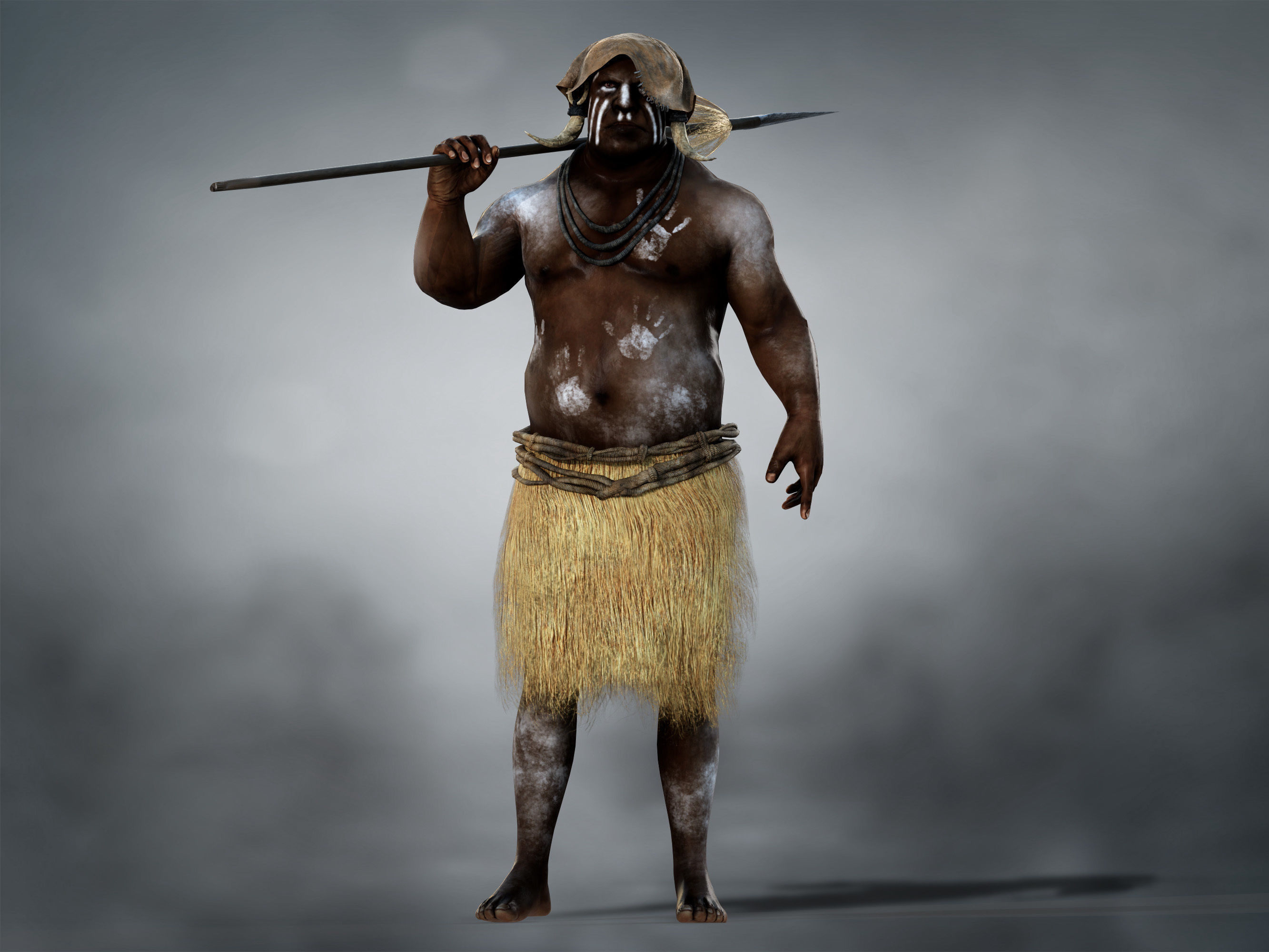 Native Hunter Low-poly 3D model_1