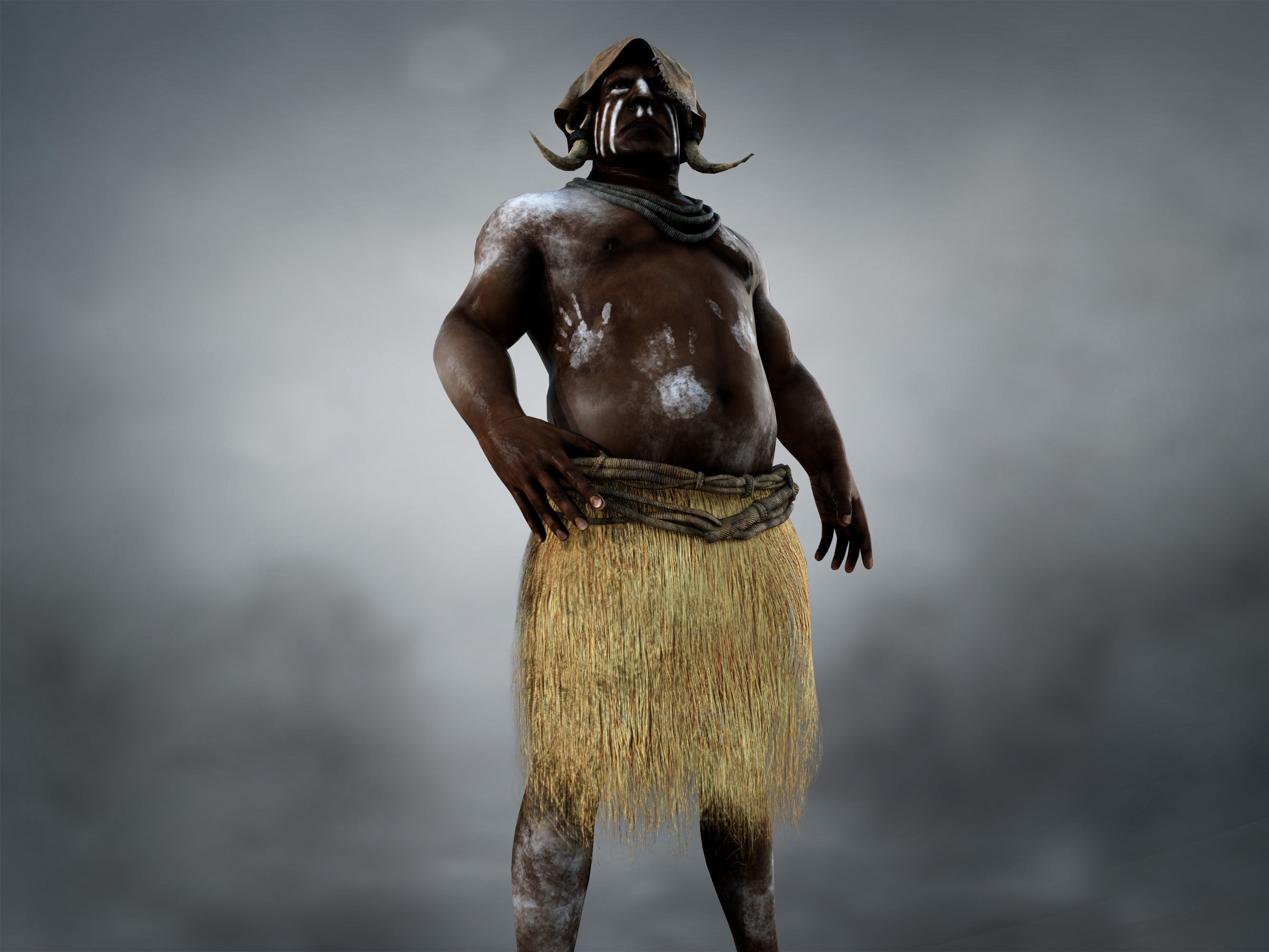 Native Hunter Low-poly 3D model_5