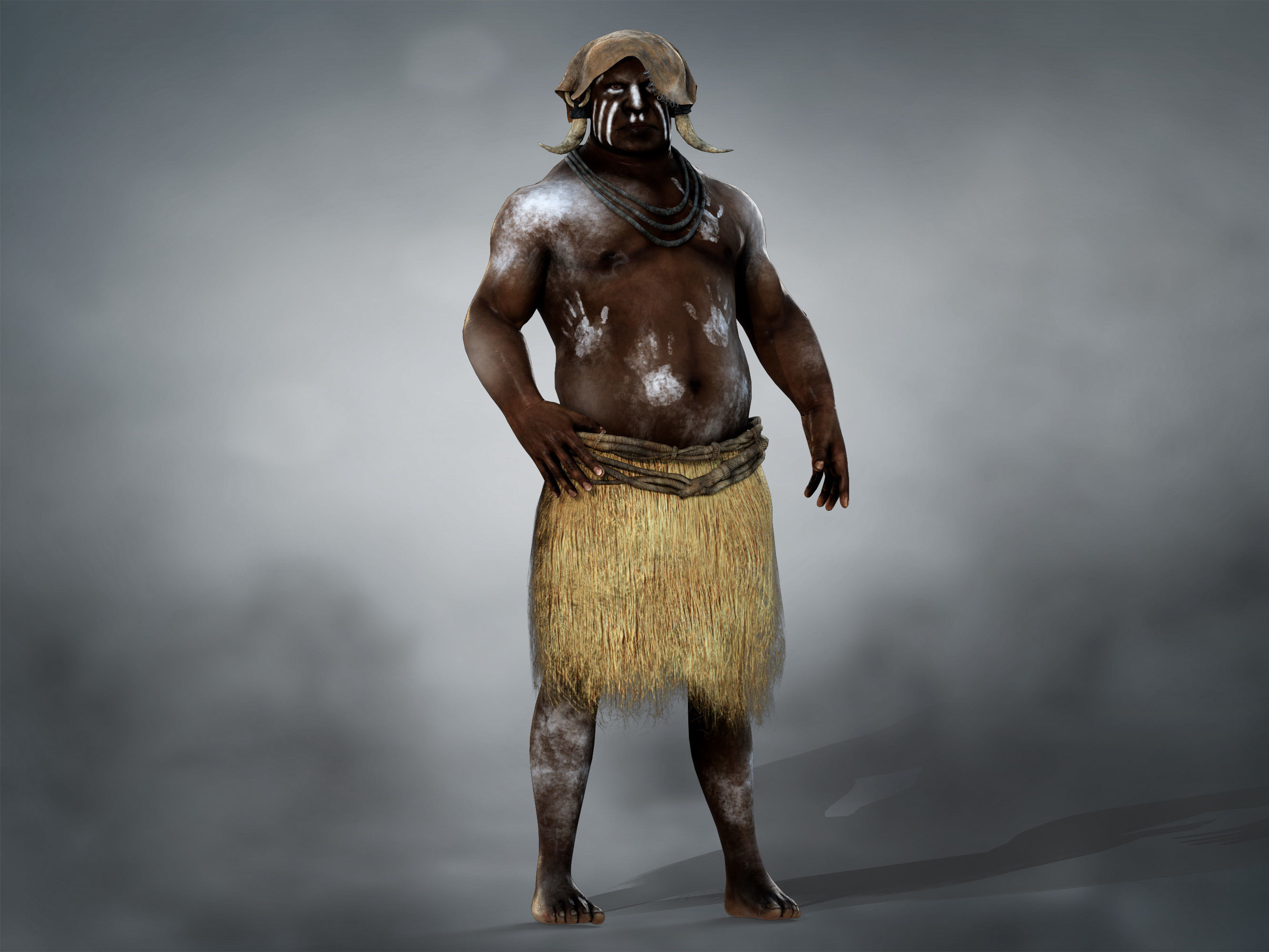 Native Hunter Low-poly 3D model_3