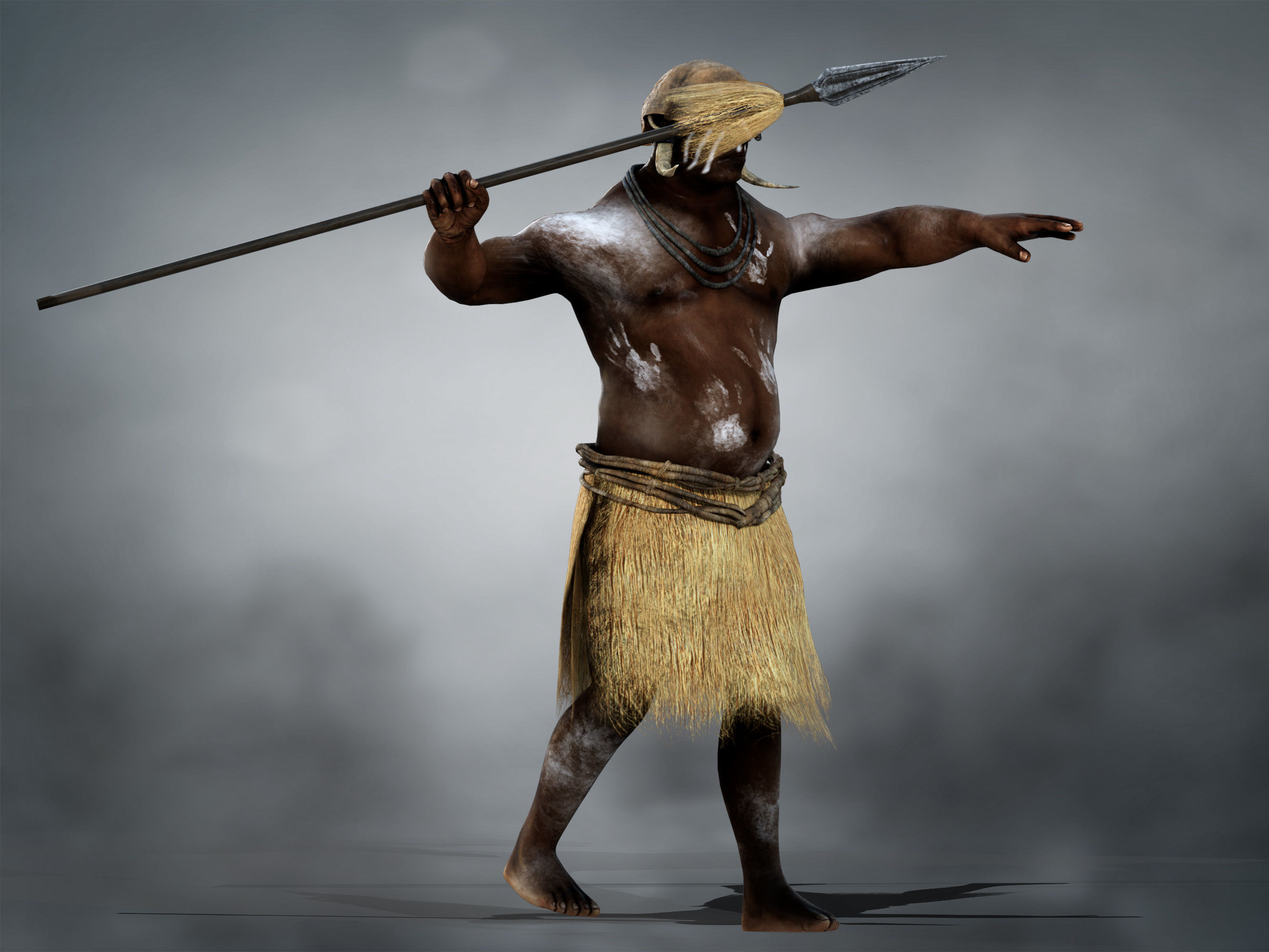 Native Hunter Low-poly 3D model_7