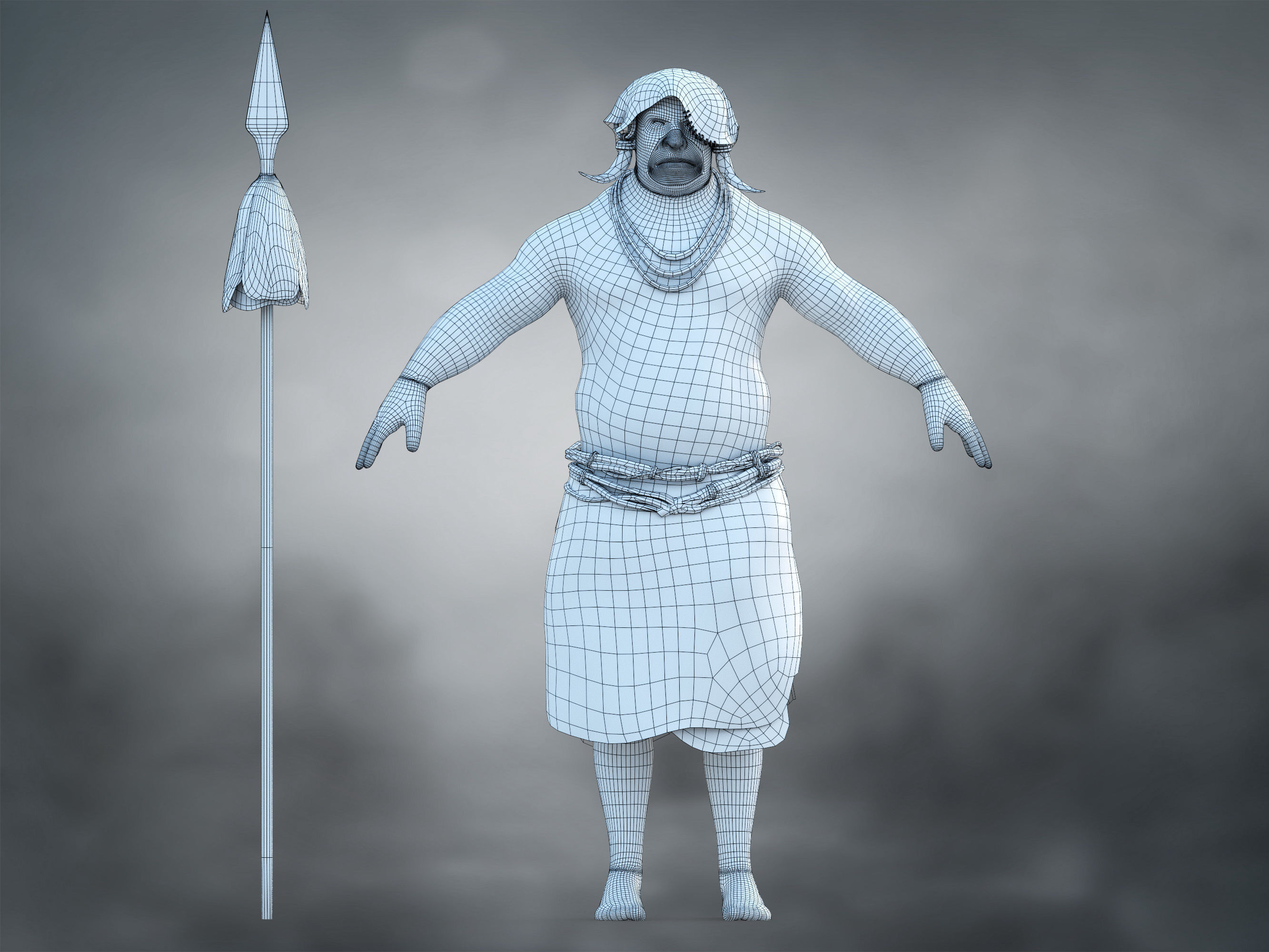 Native Hunter Low-poly 3D model_10