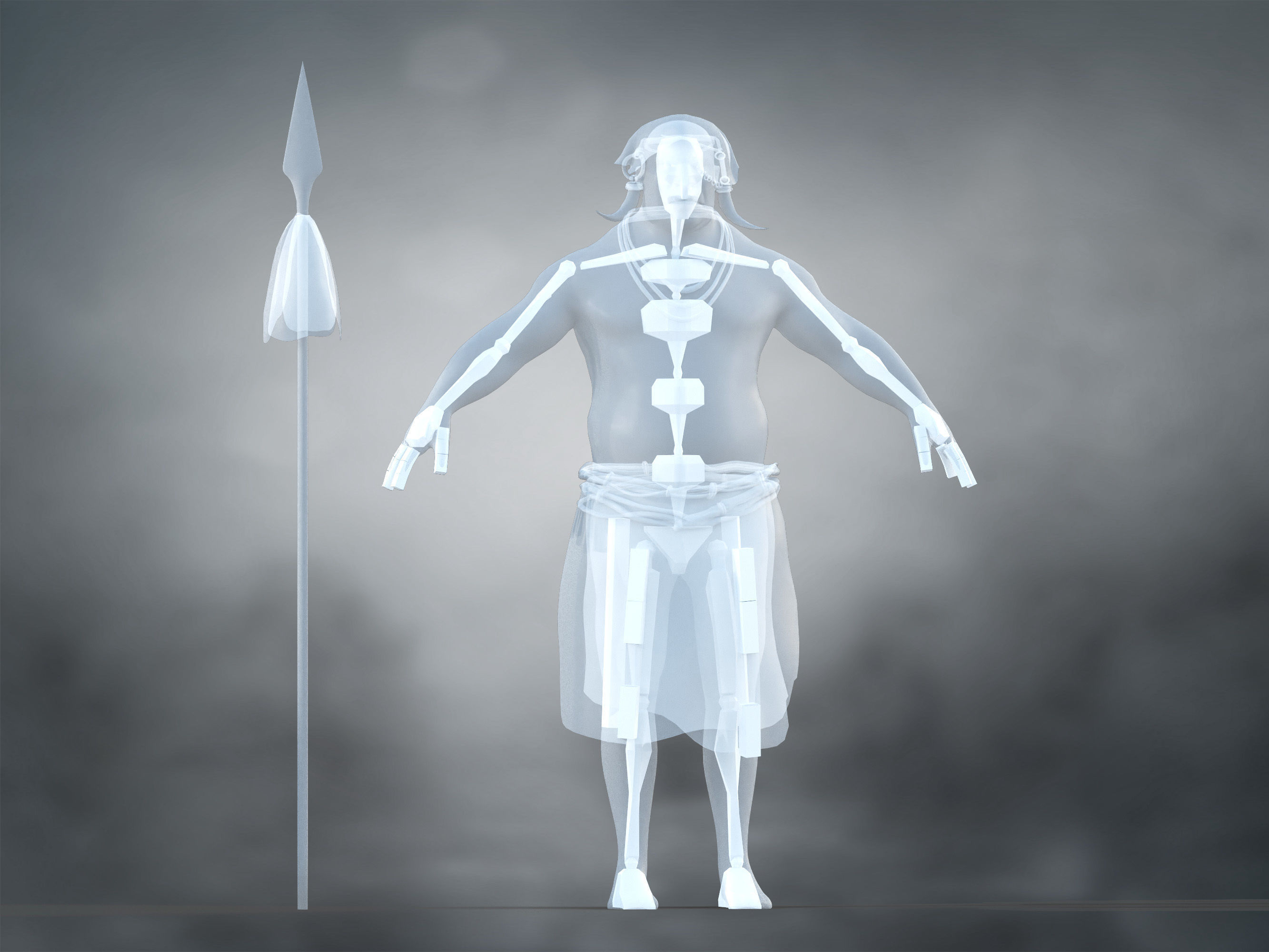 Native Hunter Low-poly 3D model_8