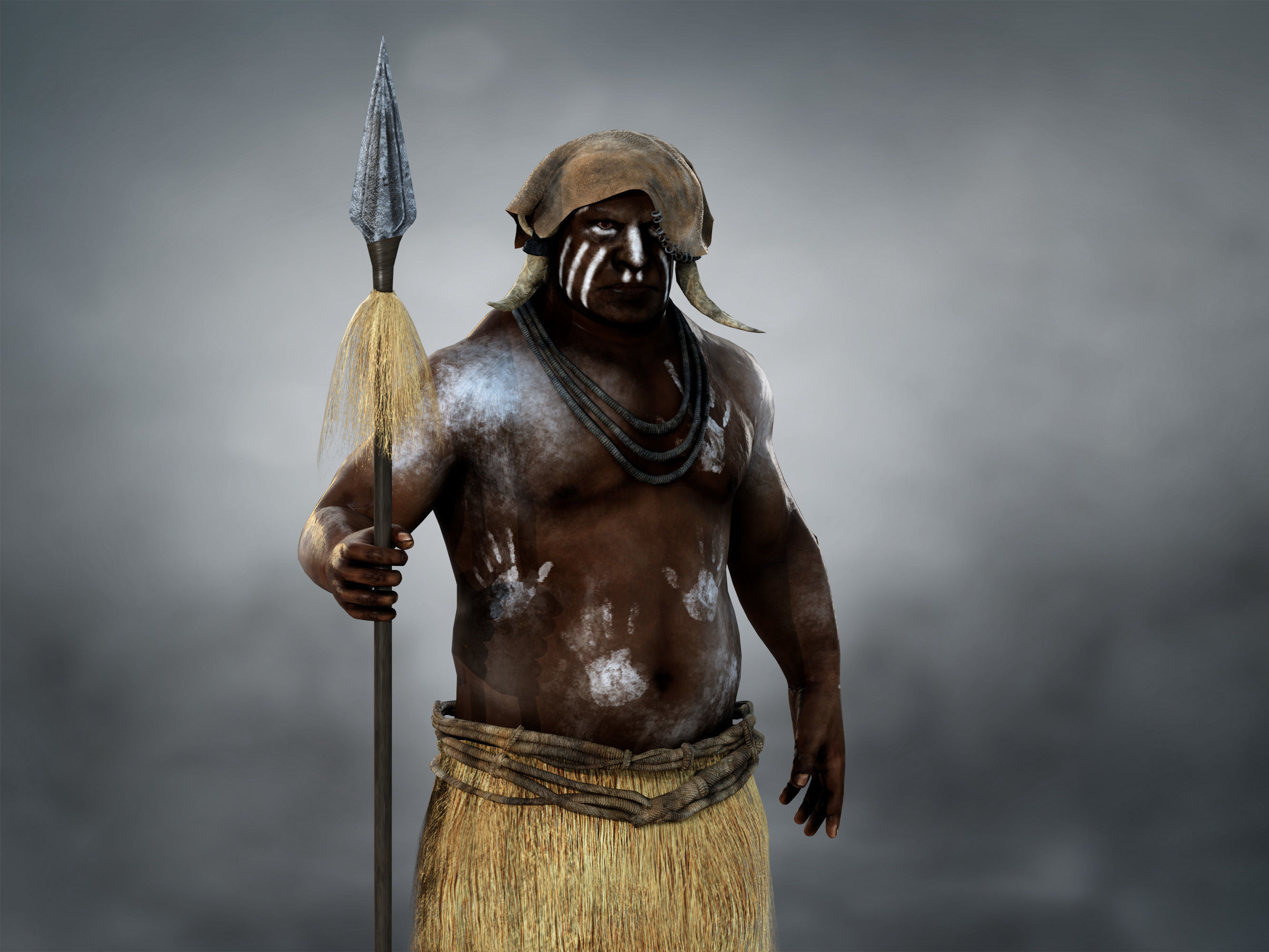 Native Hunter Low-poly 3D model_2