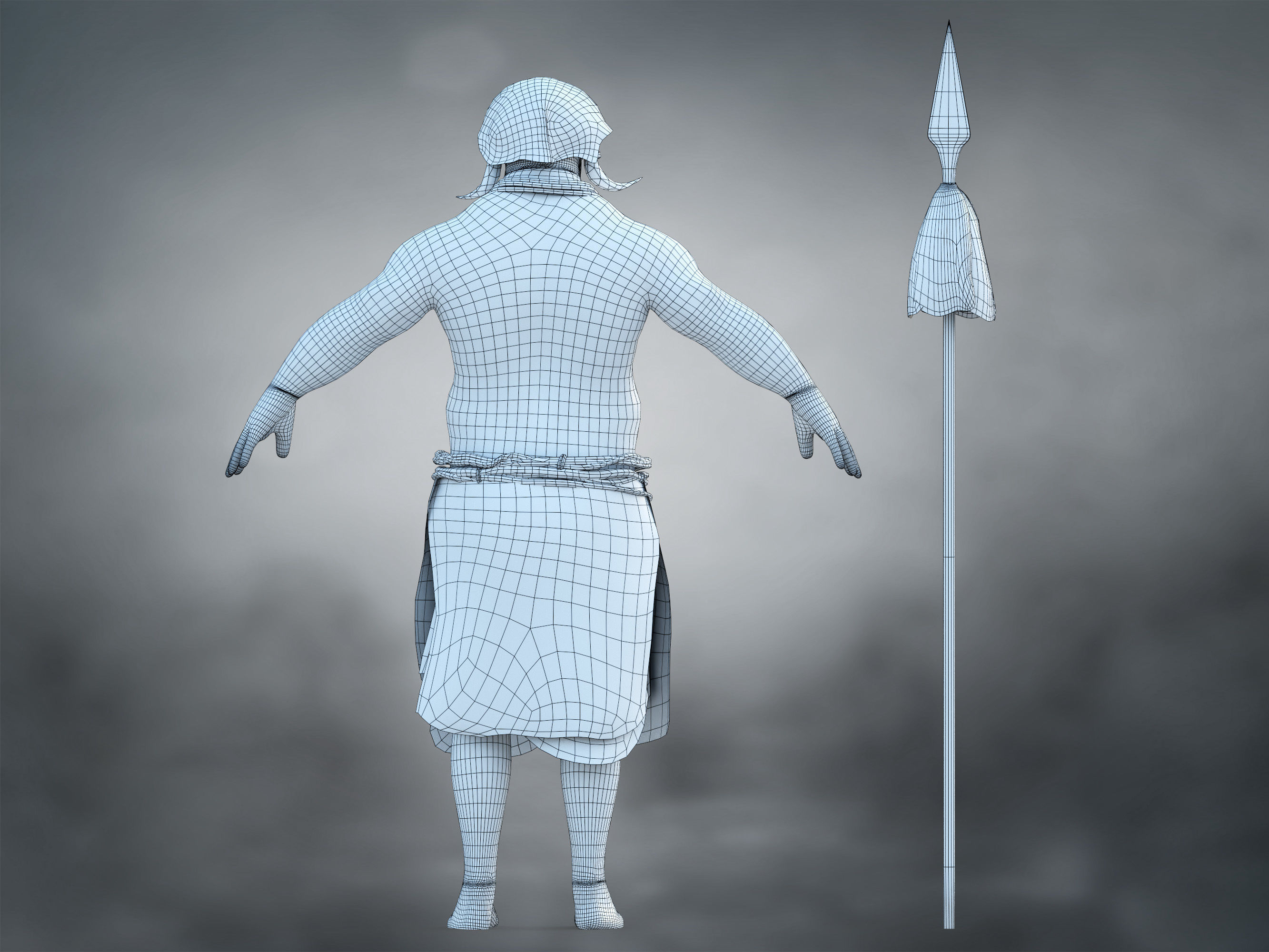 Native Hunter Low-poly 3D model_9
