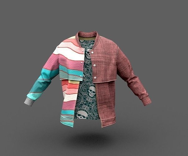 Bomber colorful jacket Low-poly 3D model