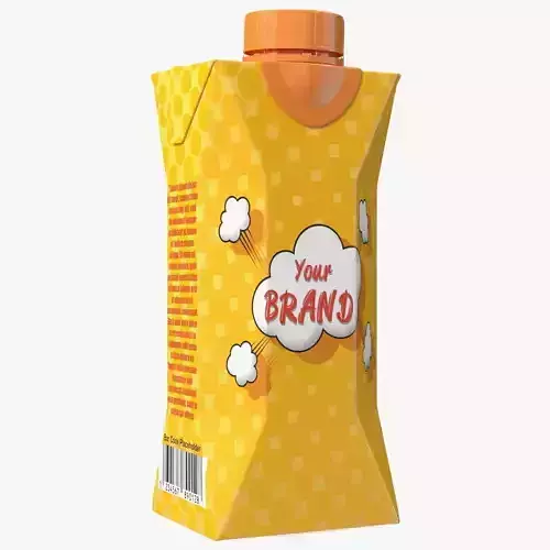 Mockup Small Aseptic Carton with Cap Yellow