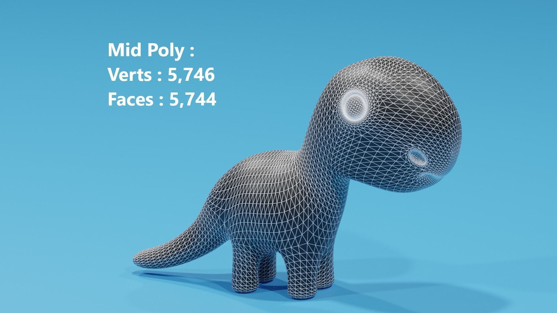 Cartoon Cute Dinosaur Toy Low-poly 3D model_5