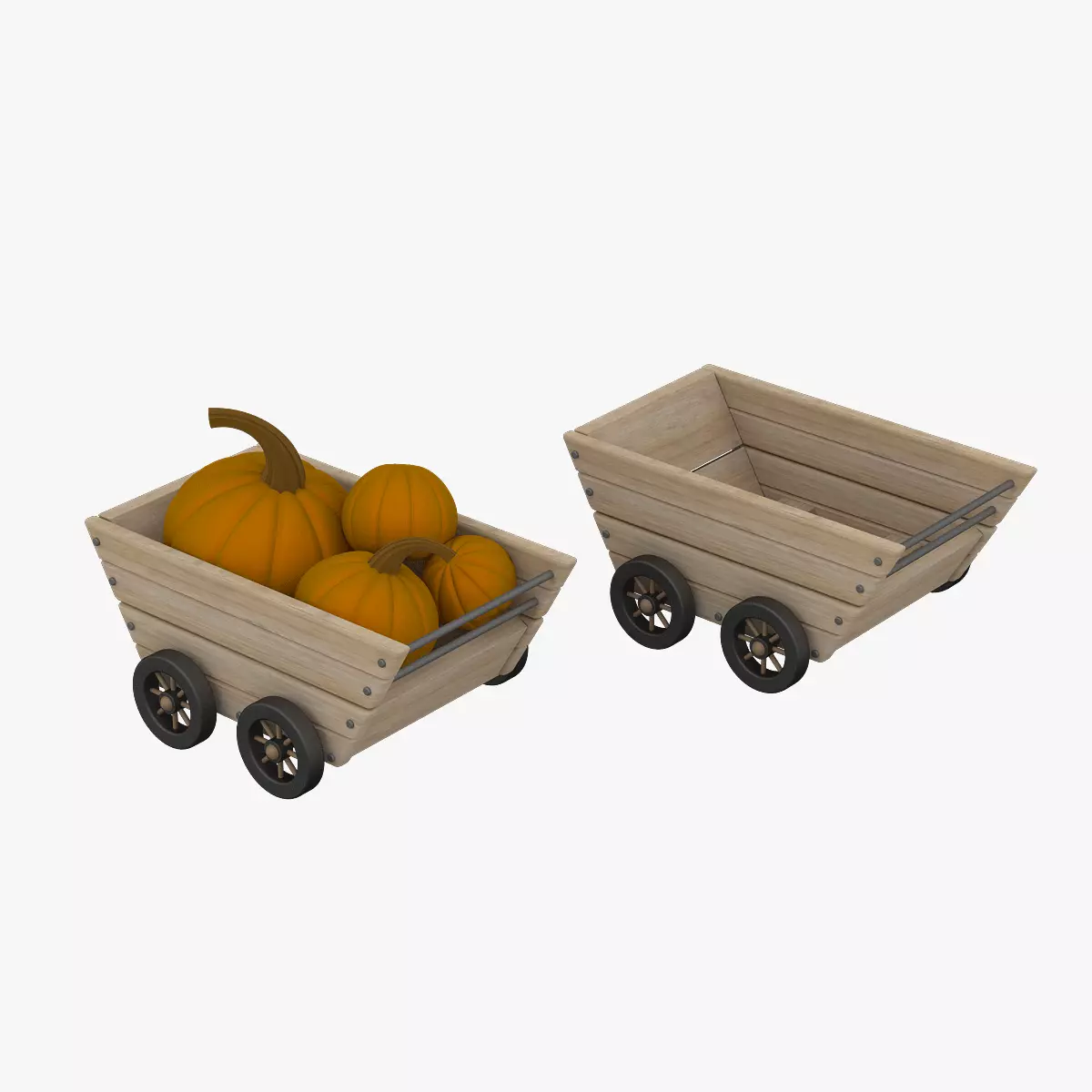 Wood Trolley 3D model