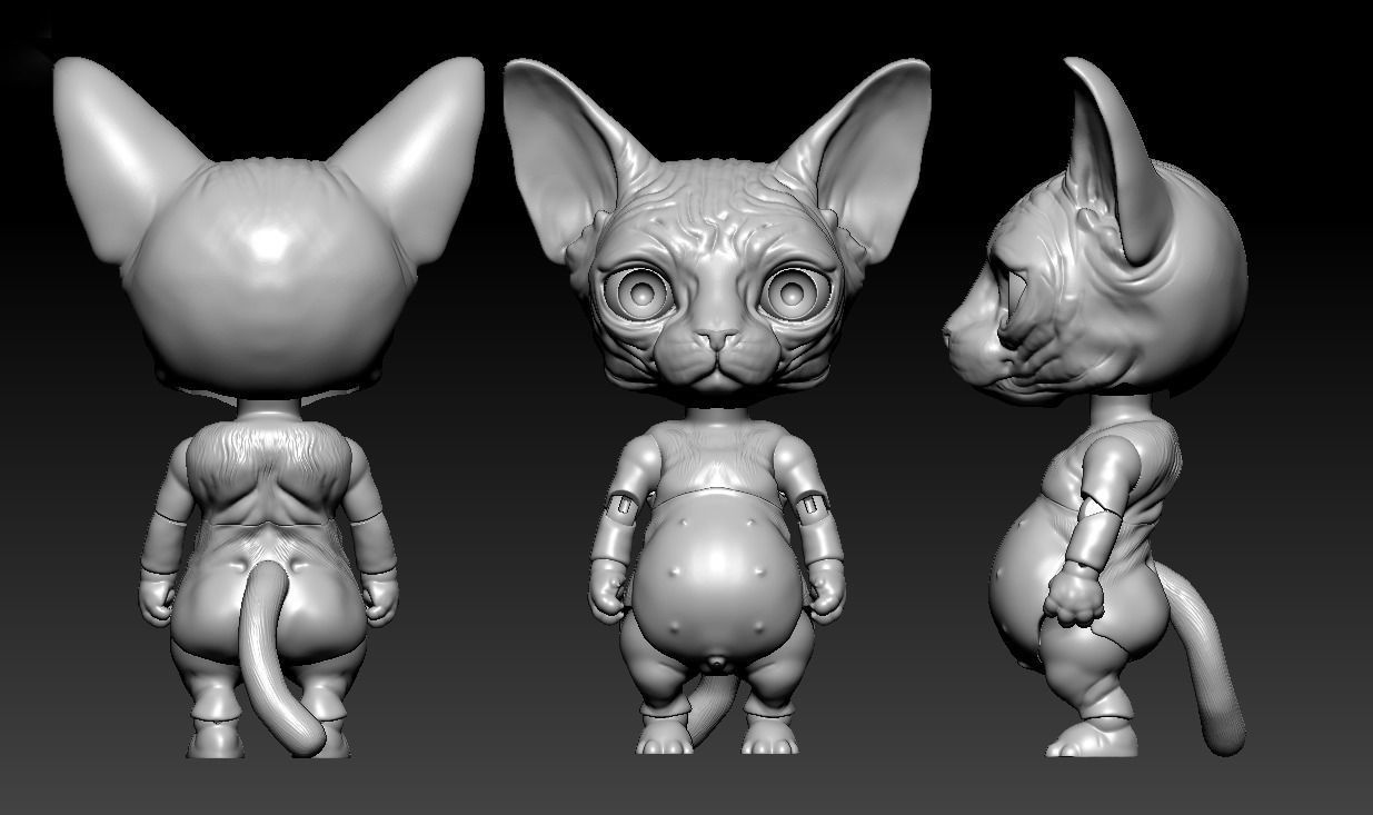 Sphynx cat BJD 3D print model_2