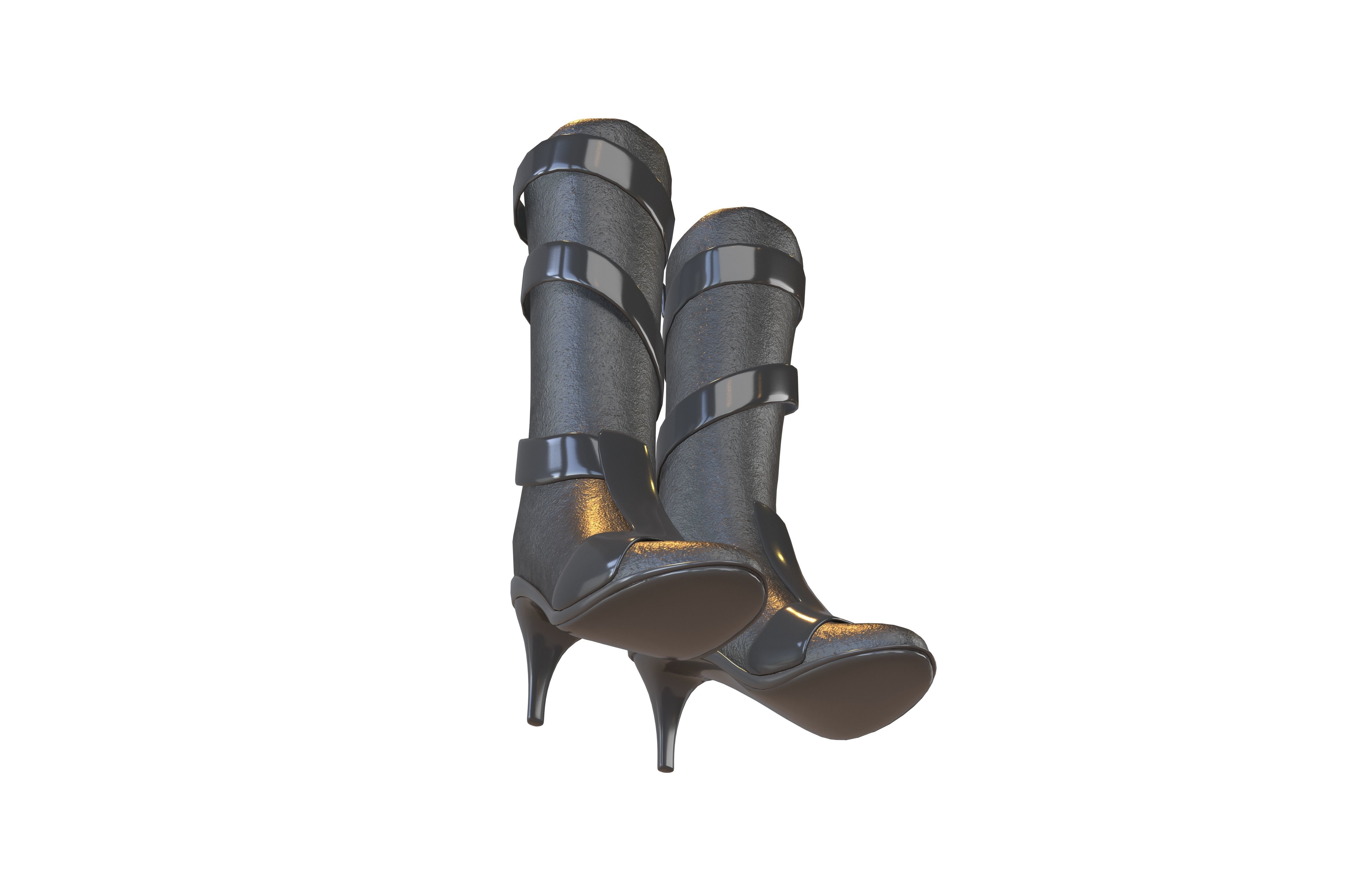 Knee Boots V2 001 Low-poly 3D model_2
