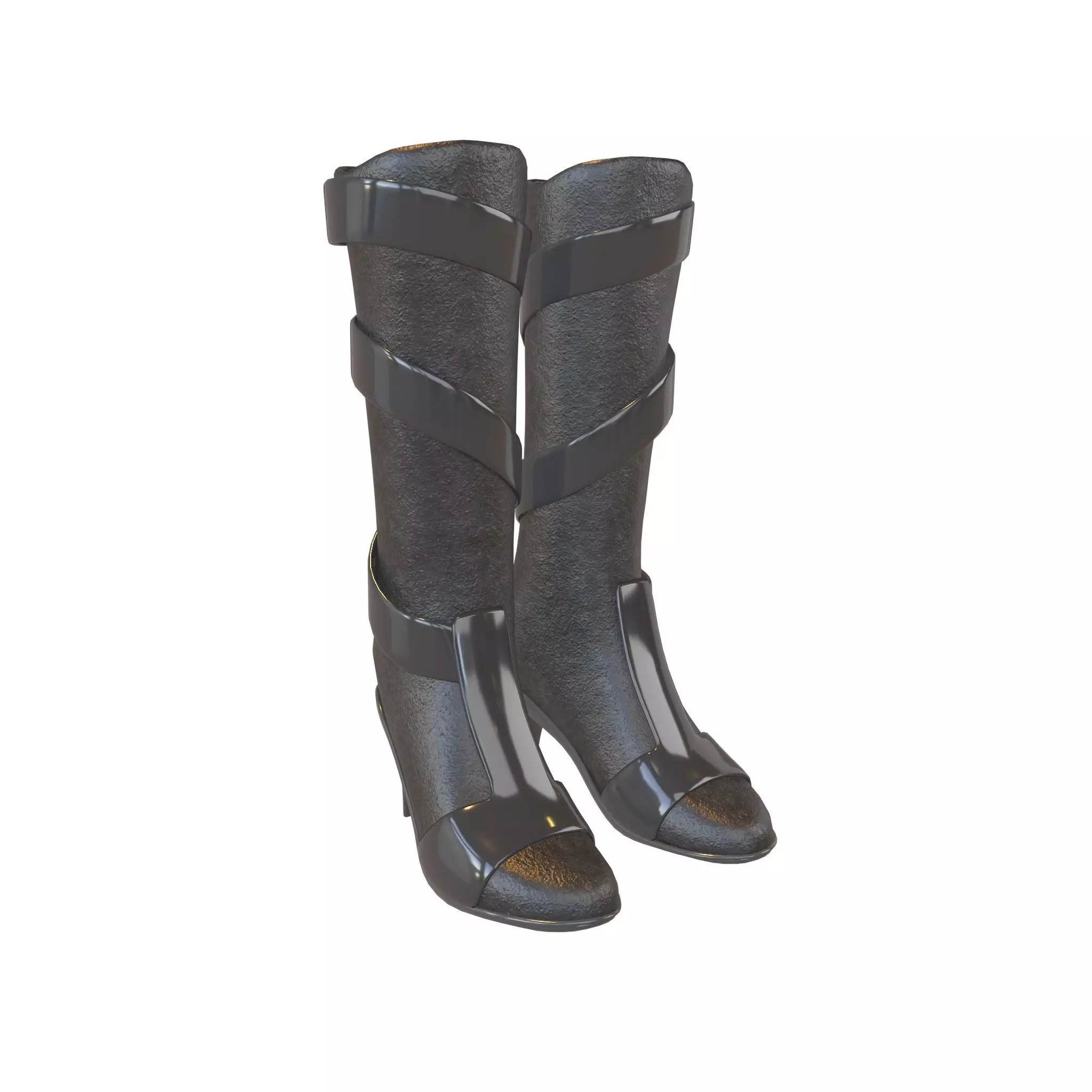Knee Boots V2 001 Low-poly 3D model_0