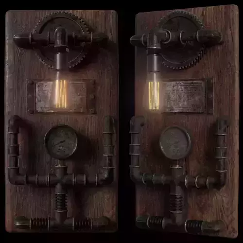 Steampunk lamp - game ready