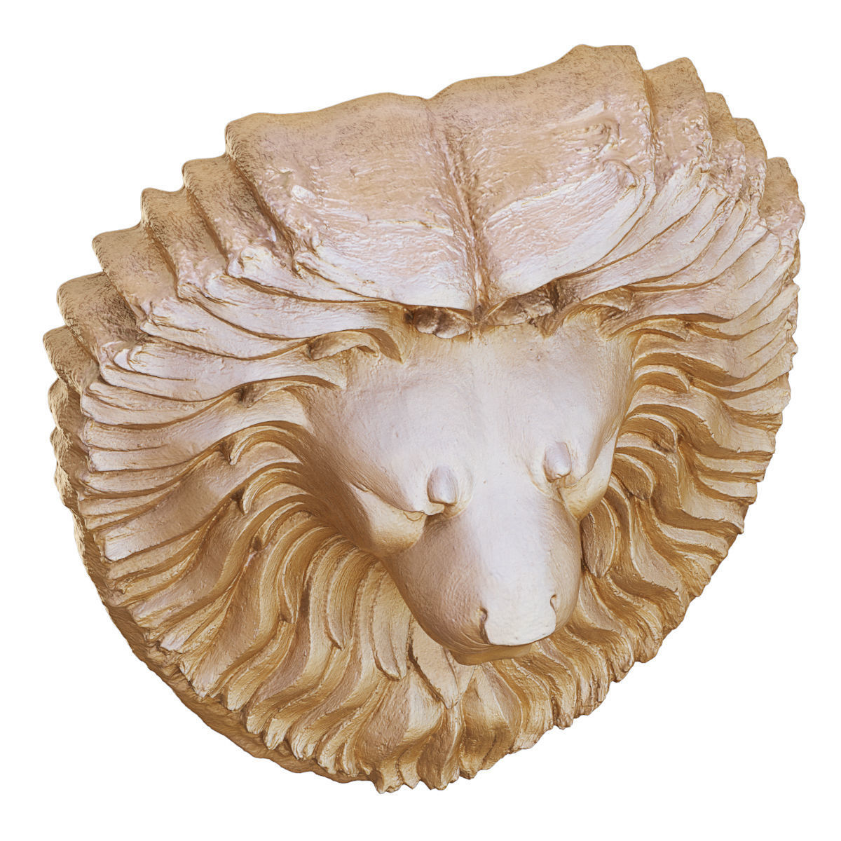 Beautiful detailed bas-relief of a lions head 3D model_3
