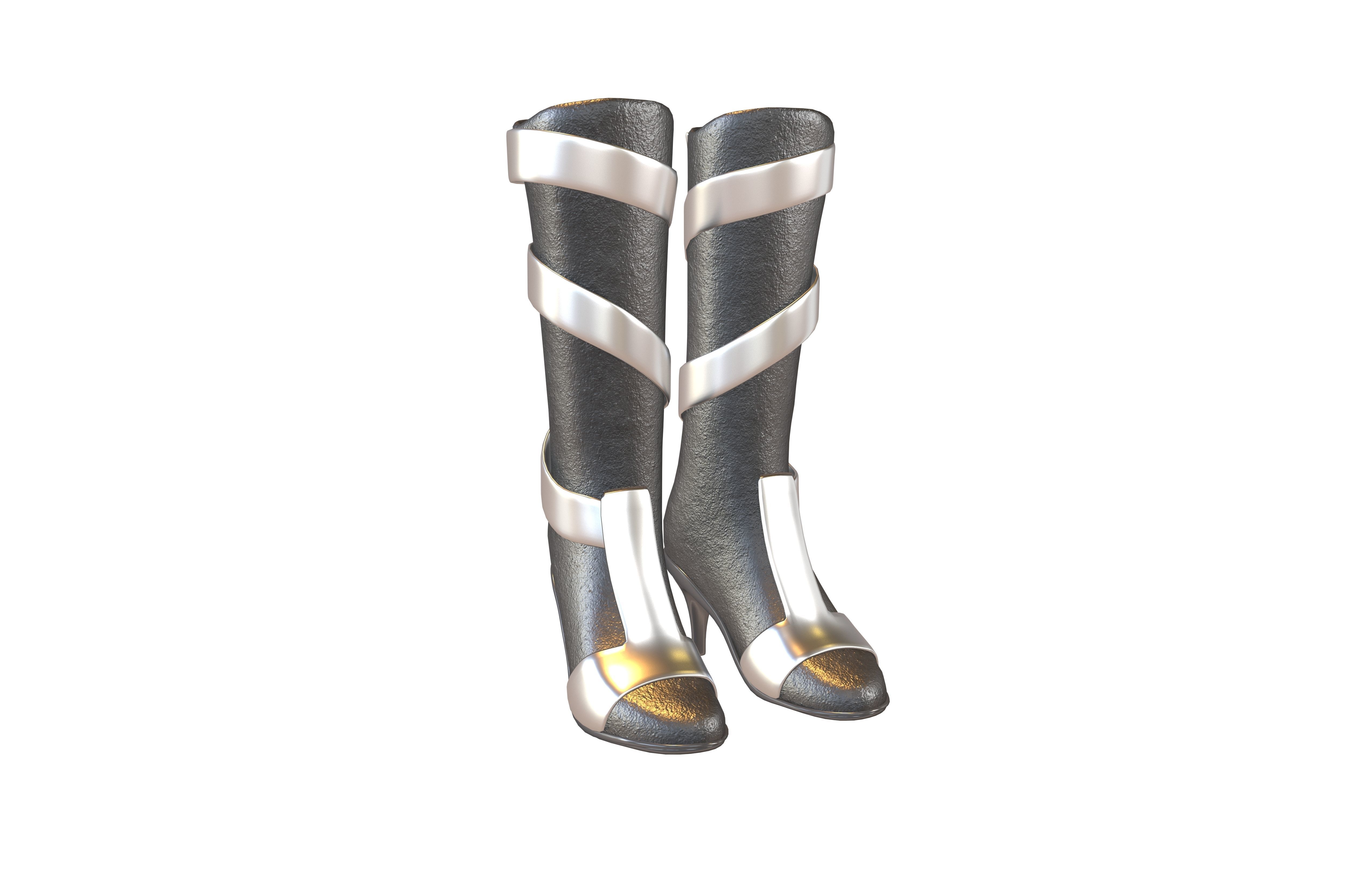 Knee Boots V2 008 Low-poly 3D model_3