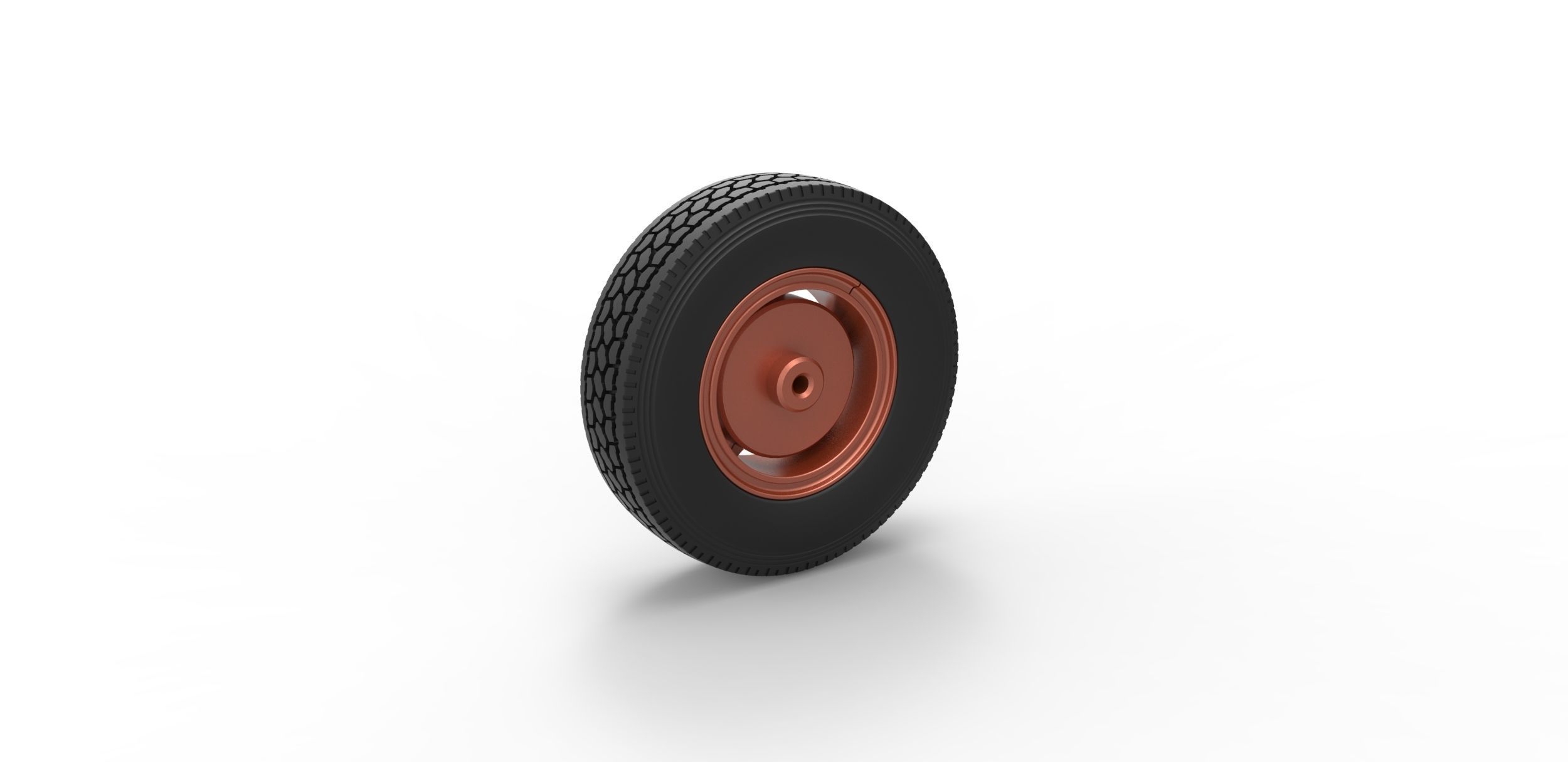 Front 5 spoke wheel of old school truck Scale 1 to 25 3D print model_7