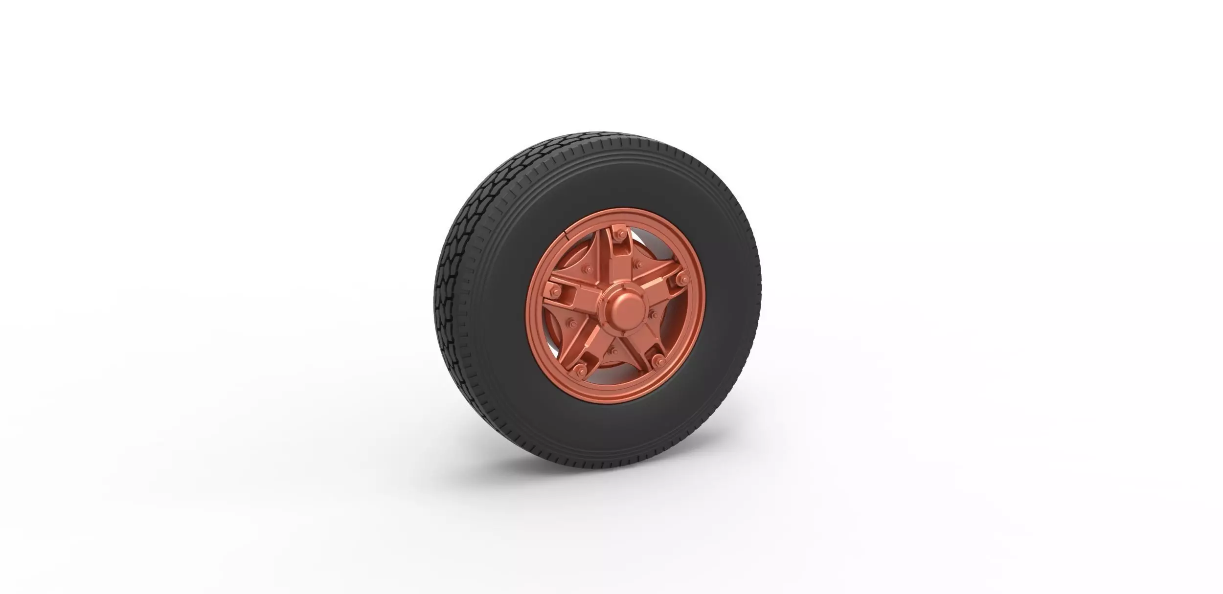 Front 5 spoke wheel of old school truck Scale 1 to 25 3D print model_0
