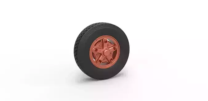 Front 5 spoke wheel of old school truck Scale 1 to 25