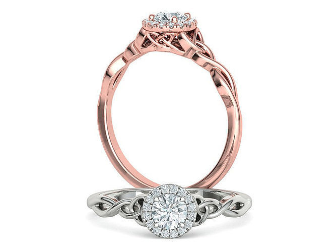 Knot Halo Engagement Ring 30 pointer Stone French Pave Setting 3D print model