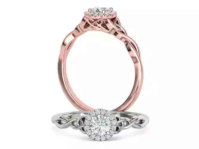 Knot Halo Engagement Ring 30 pointer Stone French Pave Setting 3D print model