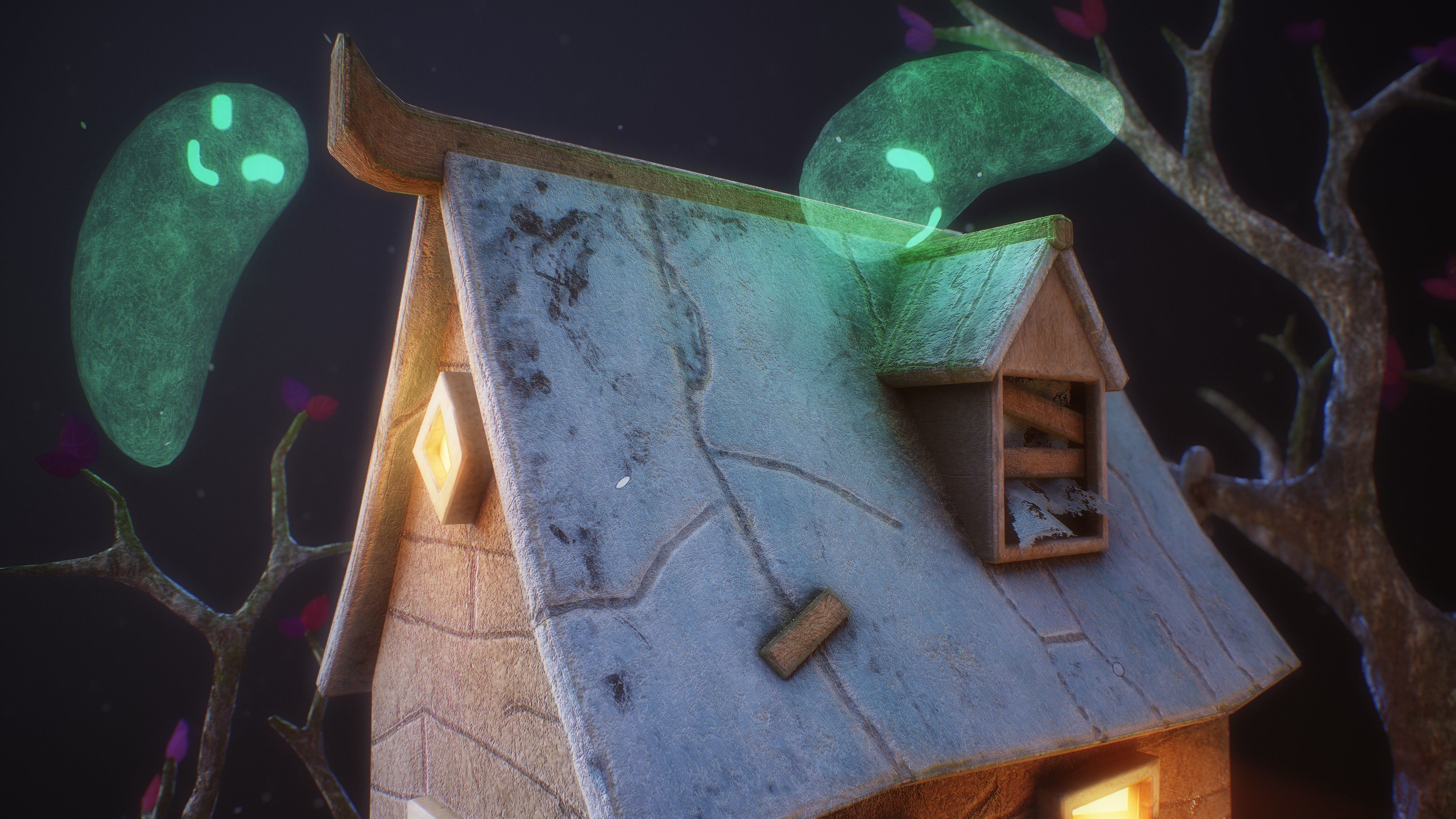 Haunted House PBR Game Ready Low-poly 3D model_6