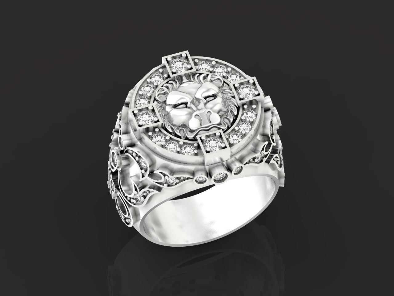 lion signet ring  and patterns  279 3D print model_2