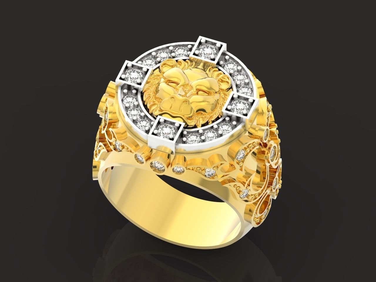 lion signet ring  and patterns  279 3D print model_24