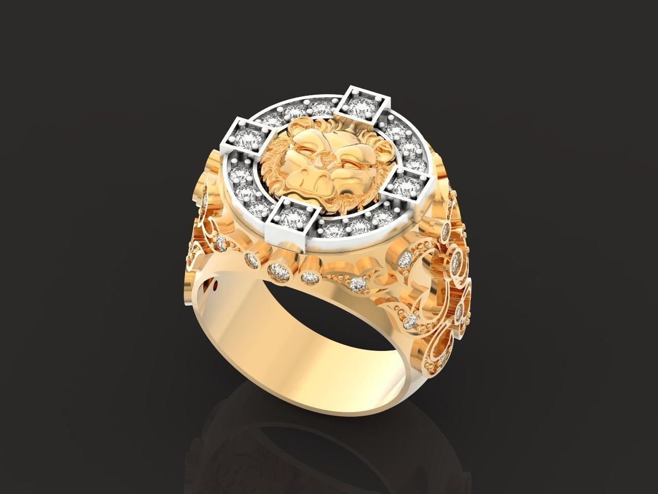 lion signet ring  and patterns  279 3D print model_19