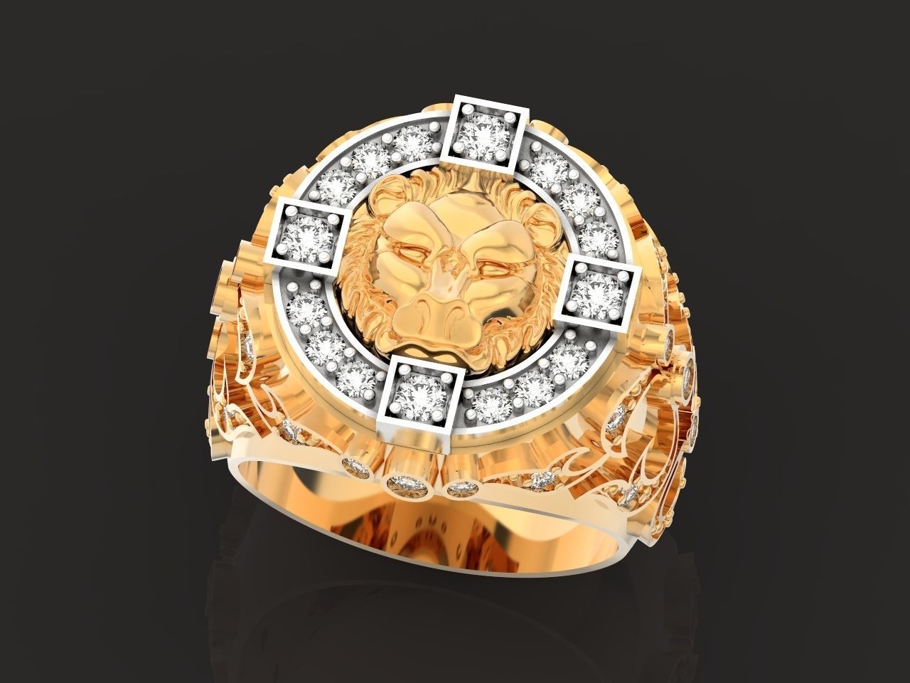 lion signet ring  and patterns  279 3D print model_1