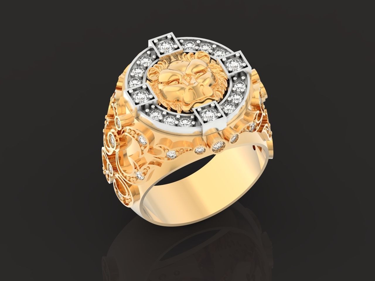 lion signet ring  and patterns  279 3D print model_16