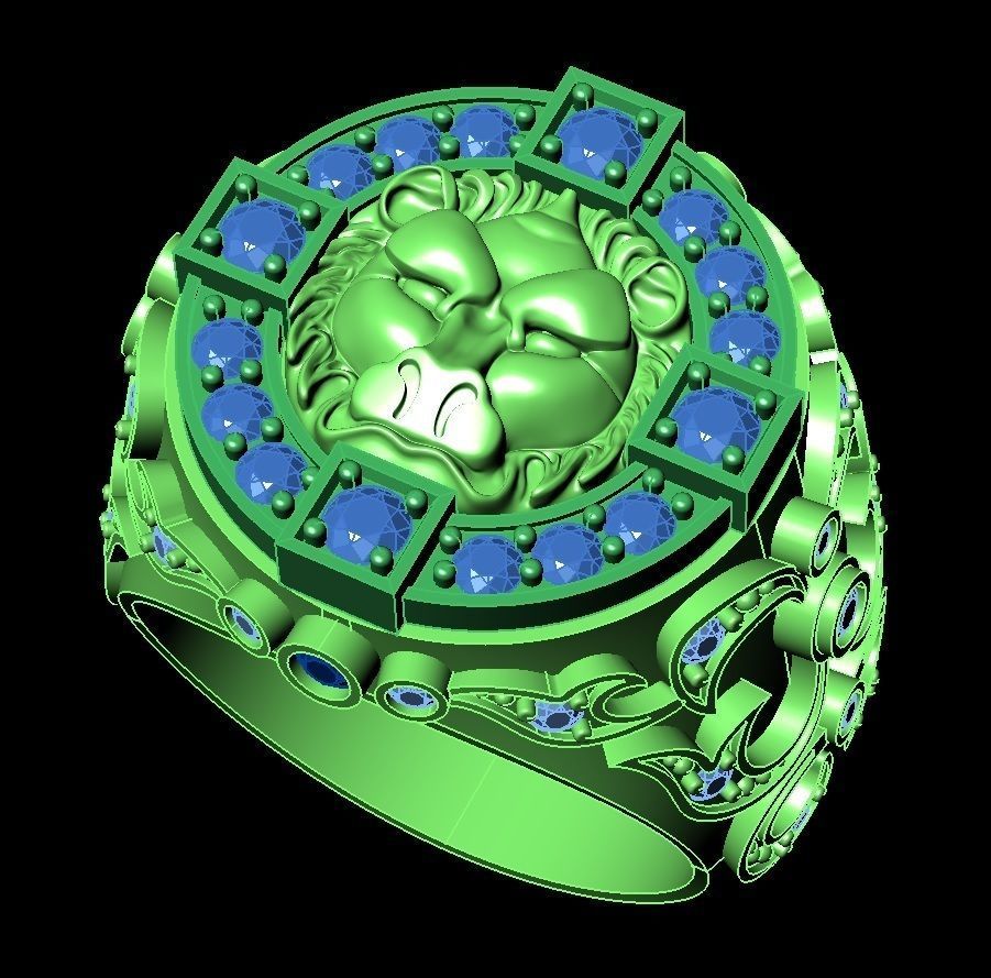 lion signet ring  and patterns  279 3D print model_10