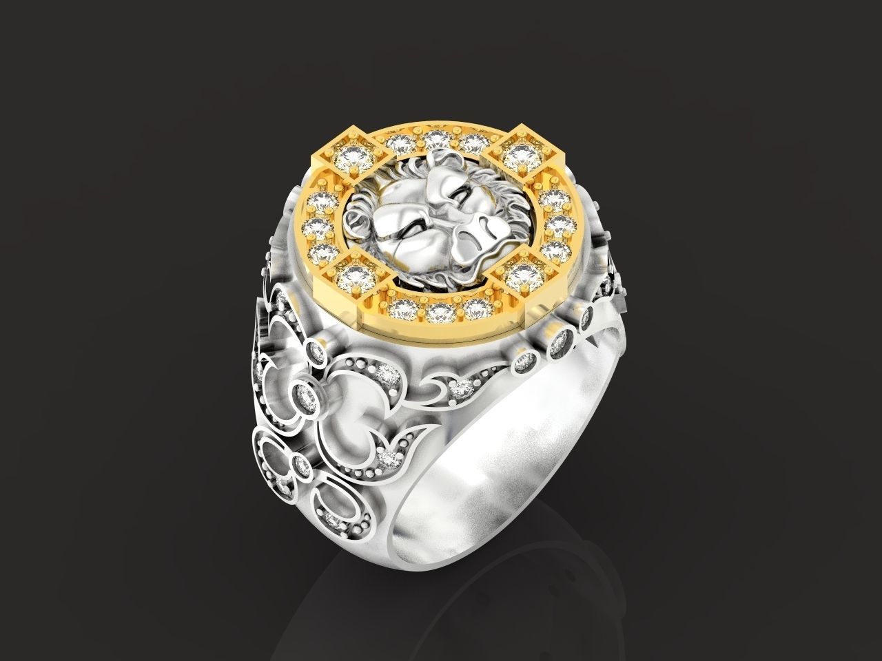 lion signet ring  and patterns  279 3D print model_30