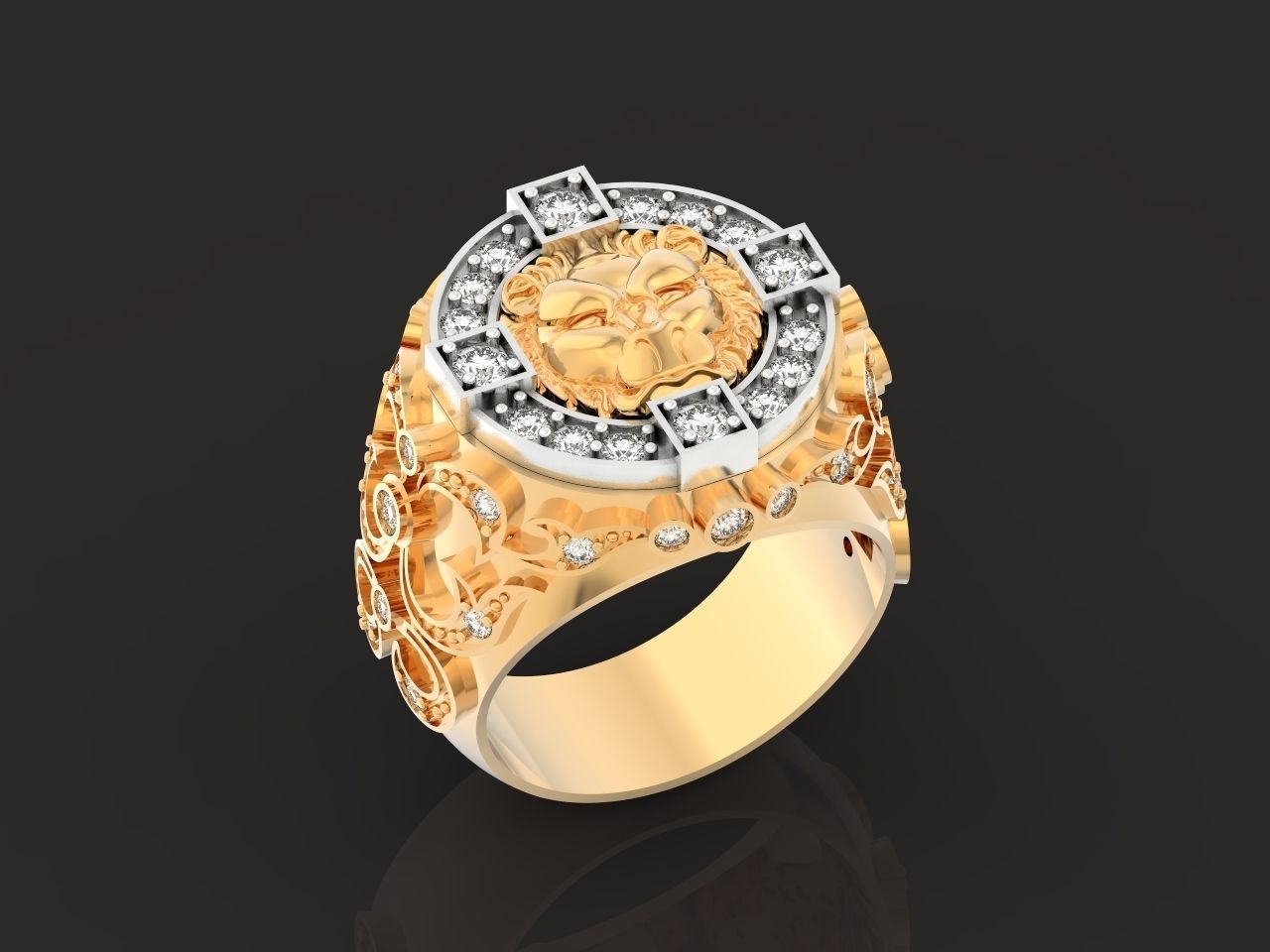 lion signet ring  and patterns  279 3D print model_18