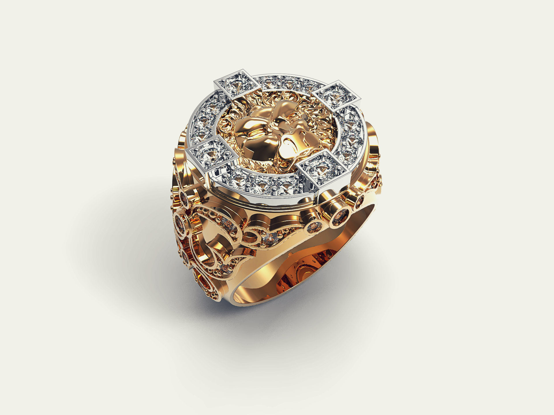 lion signet ring  and patterns  279 3D print model_13