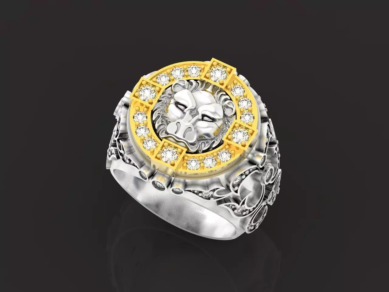 lion signet ring  and patterns  279 3D print model_0