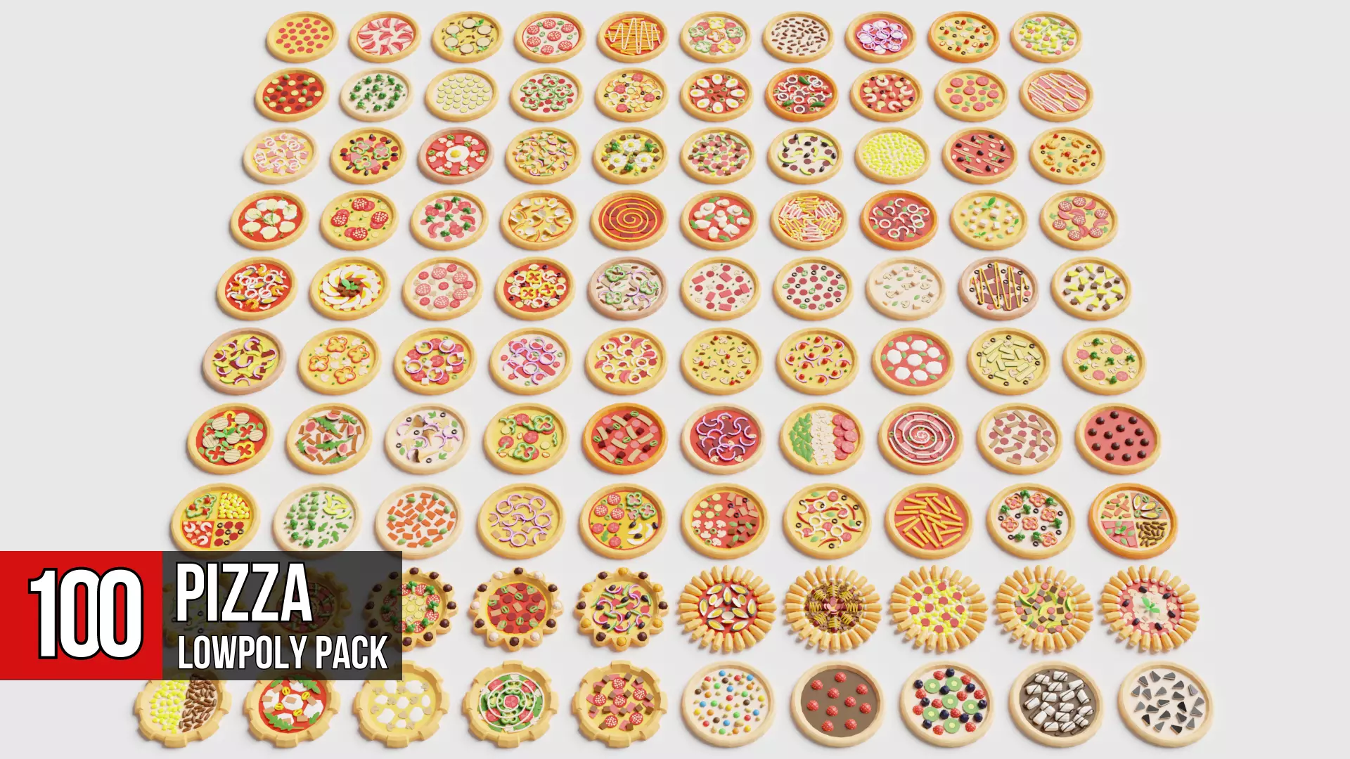 Pizza Pack Collection Low-poly 3D model_0