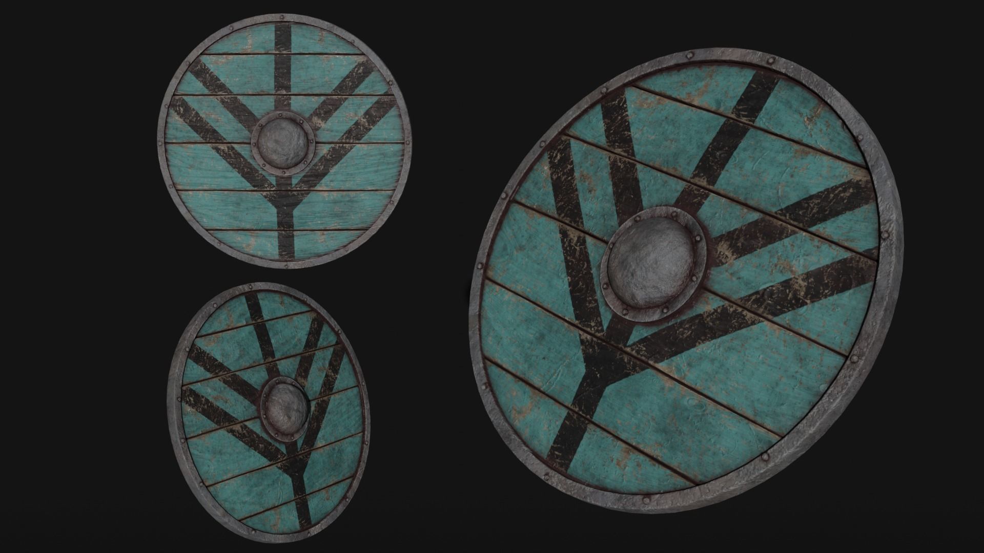 Viking Shield Low-poly 3D model_1