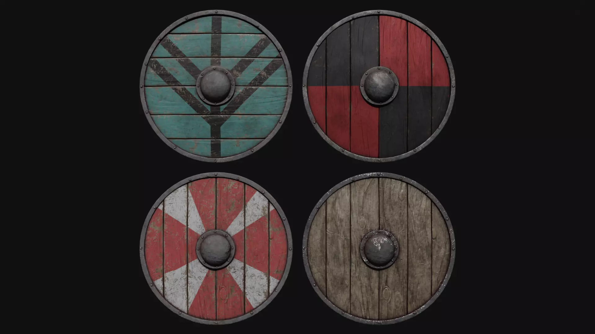 Viking Shield Low-poly 3D model_0