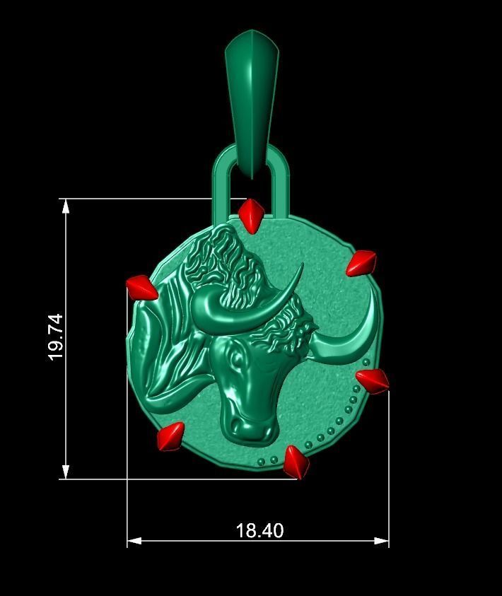 Taurus Zodiac Pendant 3D print model_6