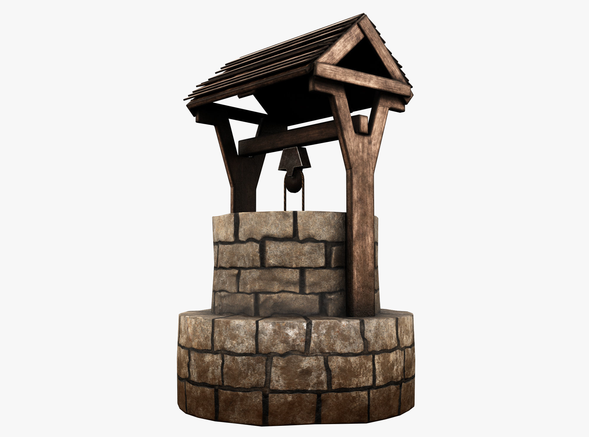 Wishing Well Low-poly 3D model_2