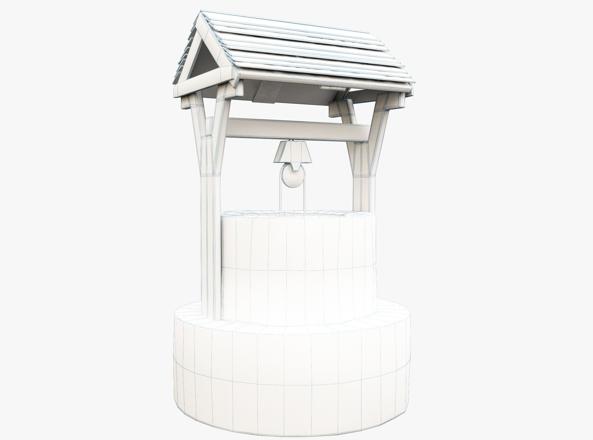 Wishing Well Low-poly 3D model_4