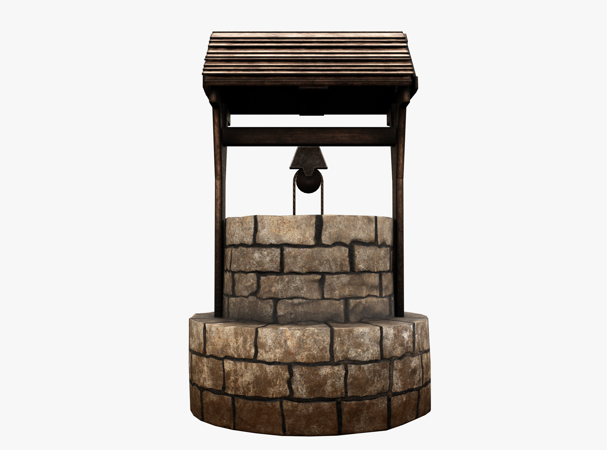 Wishing Well Low-poly 3D model_1