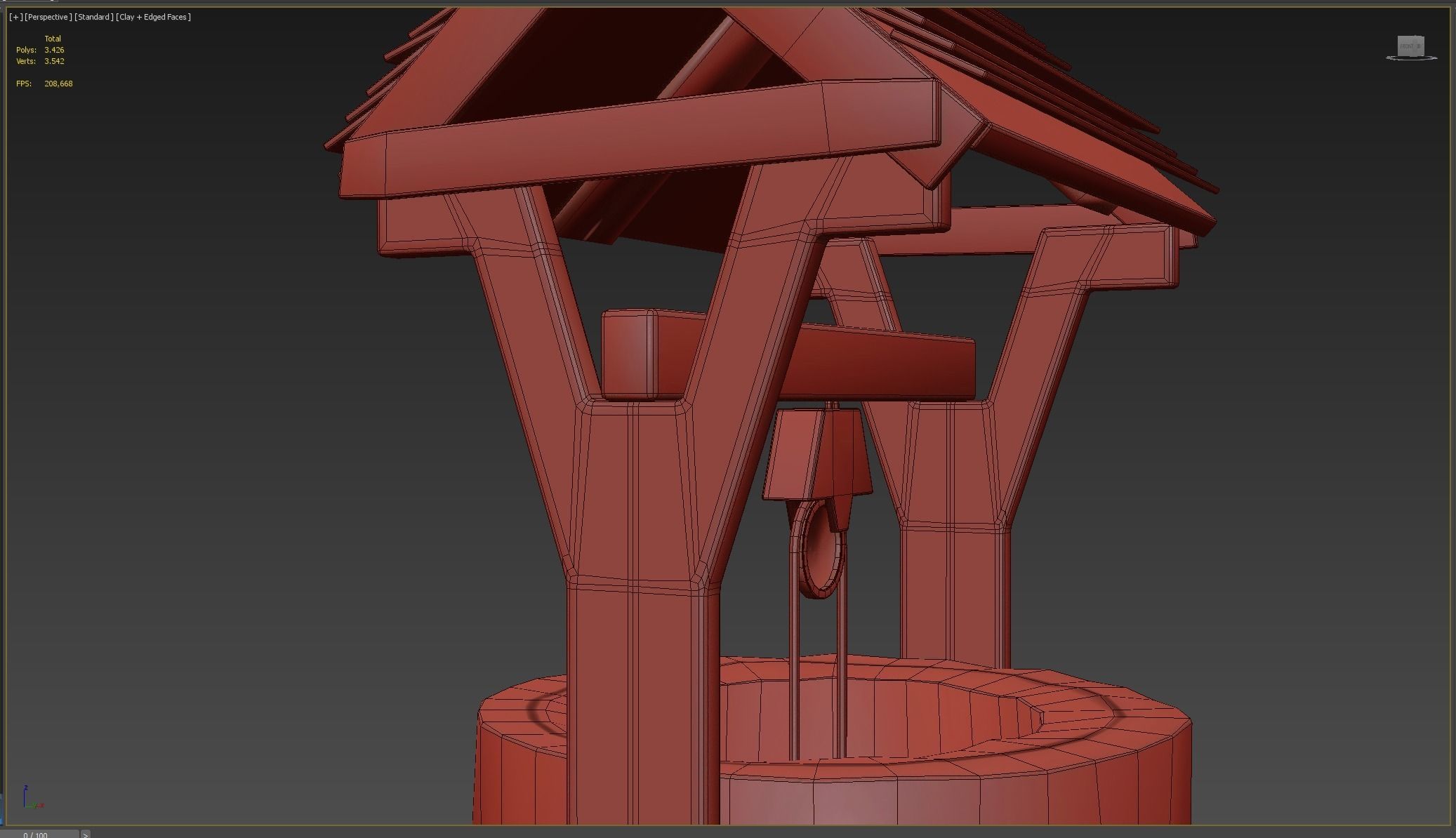 Wishing Well Low-poly 3D model_6