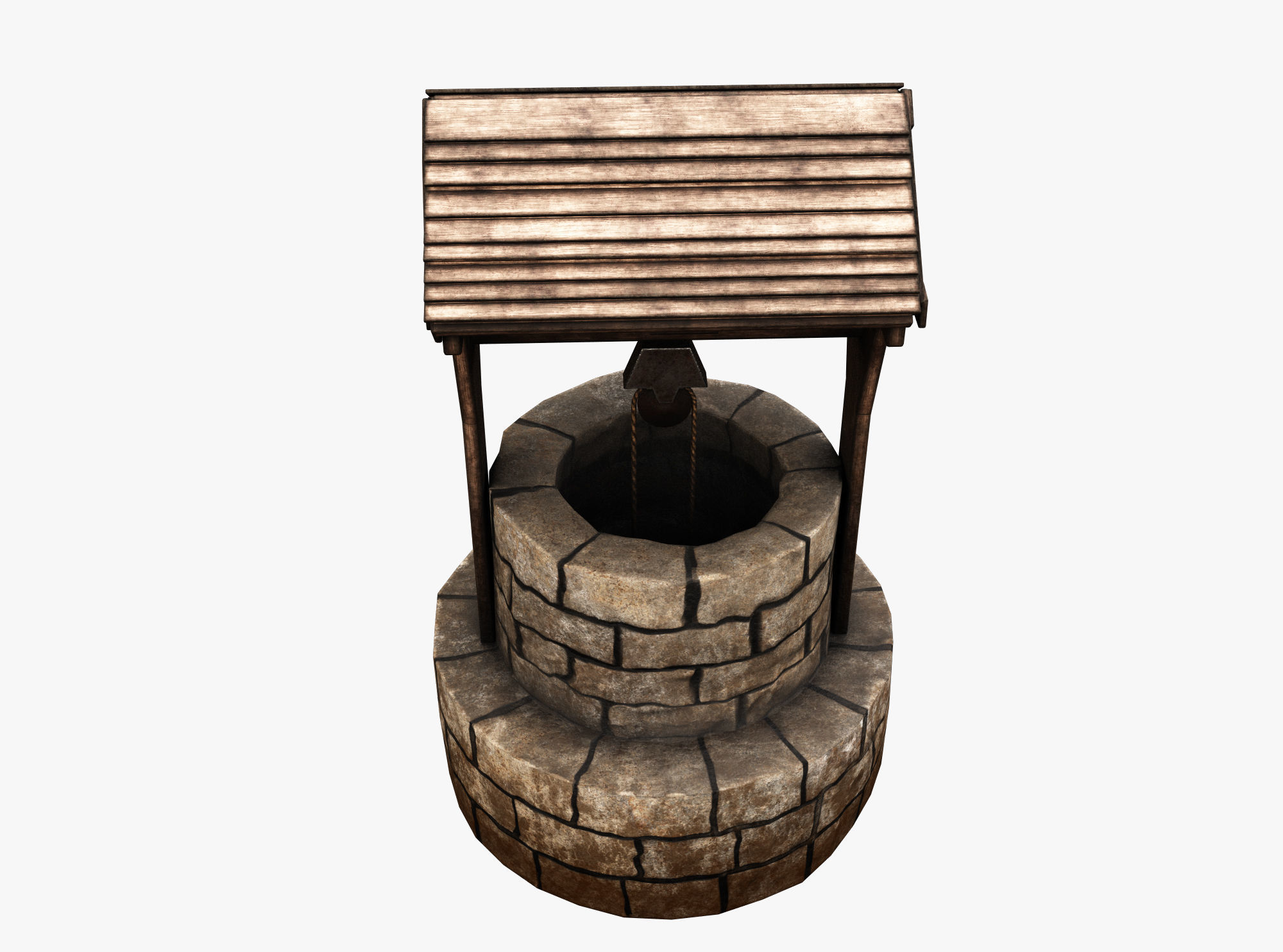Wishing Well Low-poly 3D model_3