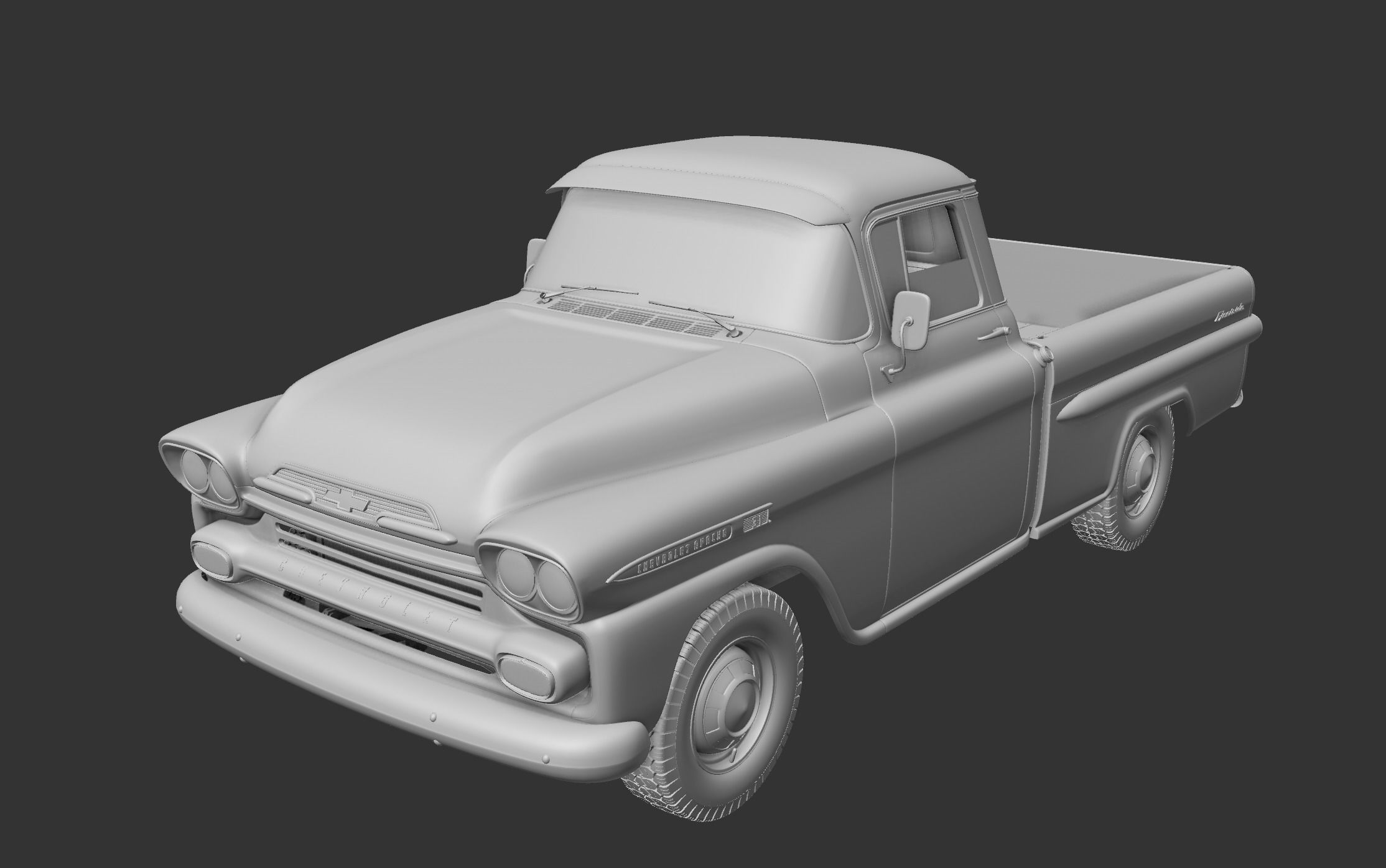 CHEVY 3100 APACHE PICKUP TRUCK FLEETSIDE 1958 3D model_16