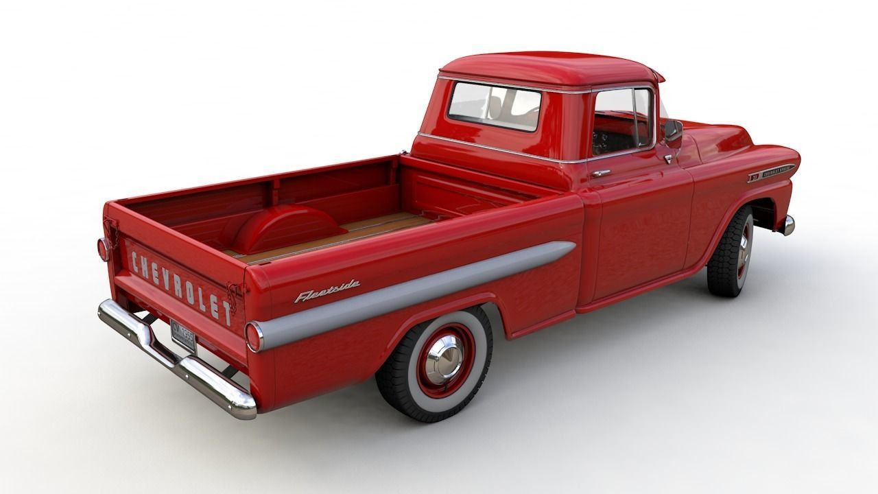 CHEVY 3100 APACHE PICKUP TRUCK FLEETSIDE 1958 3D model_10