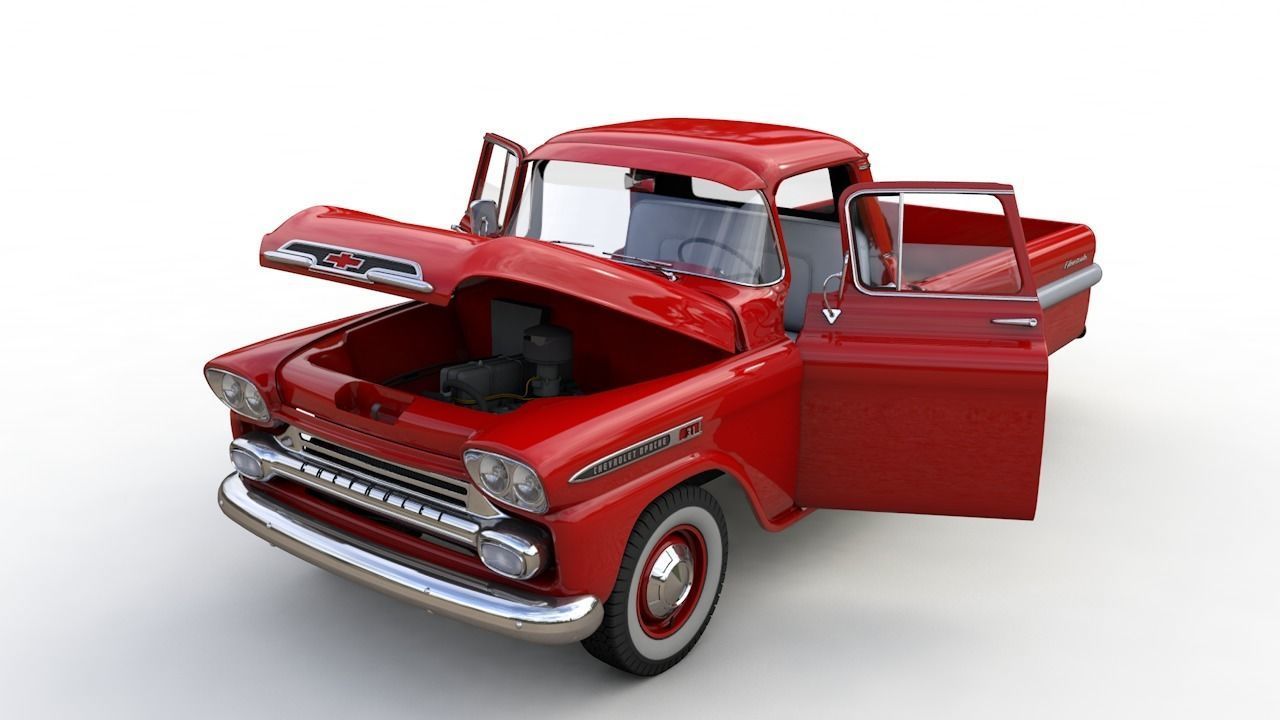 CHEVY 3100 APACHE PICKUP TRUCK FLEETSIDE 1958 3D model_1